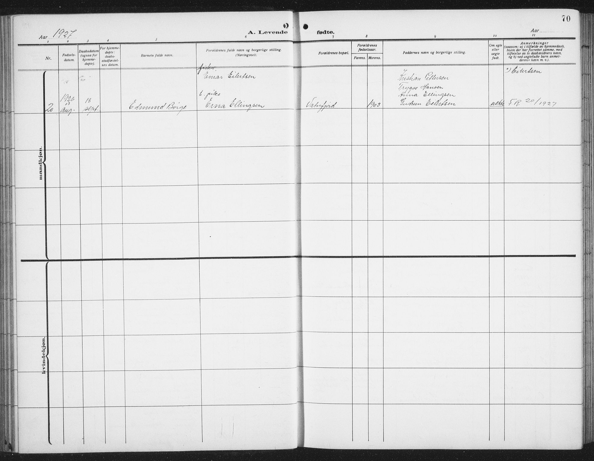 Ministerialprotokoller, klokkerbøker og fødselsregistre - Nordland, AV/SAT-A-1459/876/L1106: Klokkerbok nr. 876C05, 1915-1942, s. 70