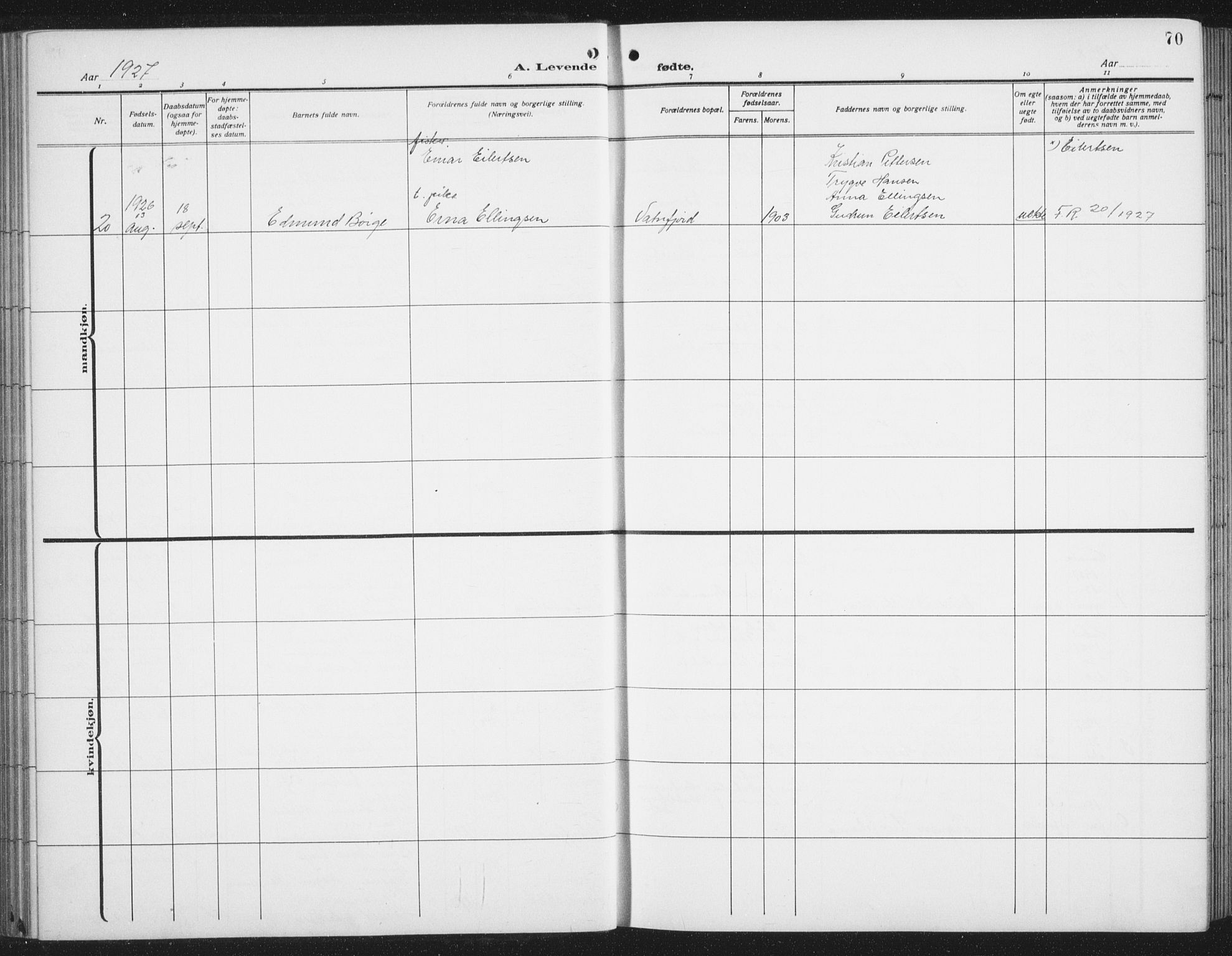 Ministerialprotokoller, klokkerbøker og fødselsregistre - Nordland, SAT/A-1459/876/L1106: Klokkerbok nr. 876C05, 1915-1942, s. 70