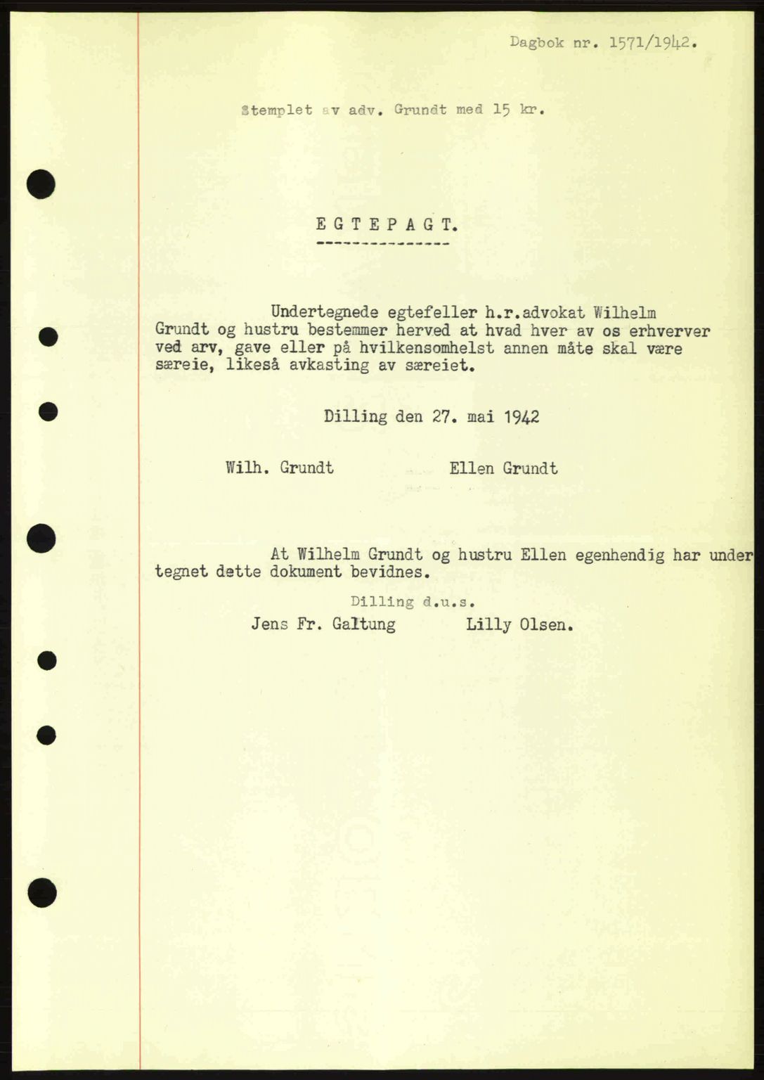 Moss sorenskriveri, SAO/A-10168: Pantebok nr. A10, 1942-1943, Dagboknr: 1571/1942