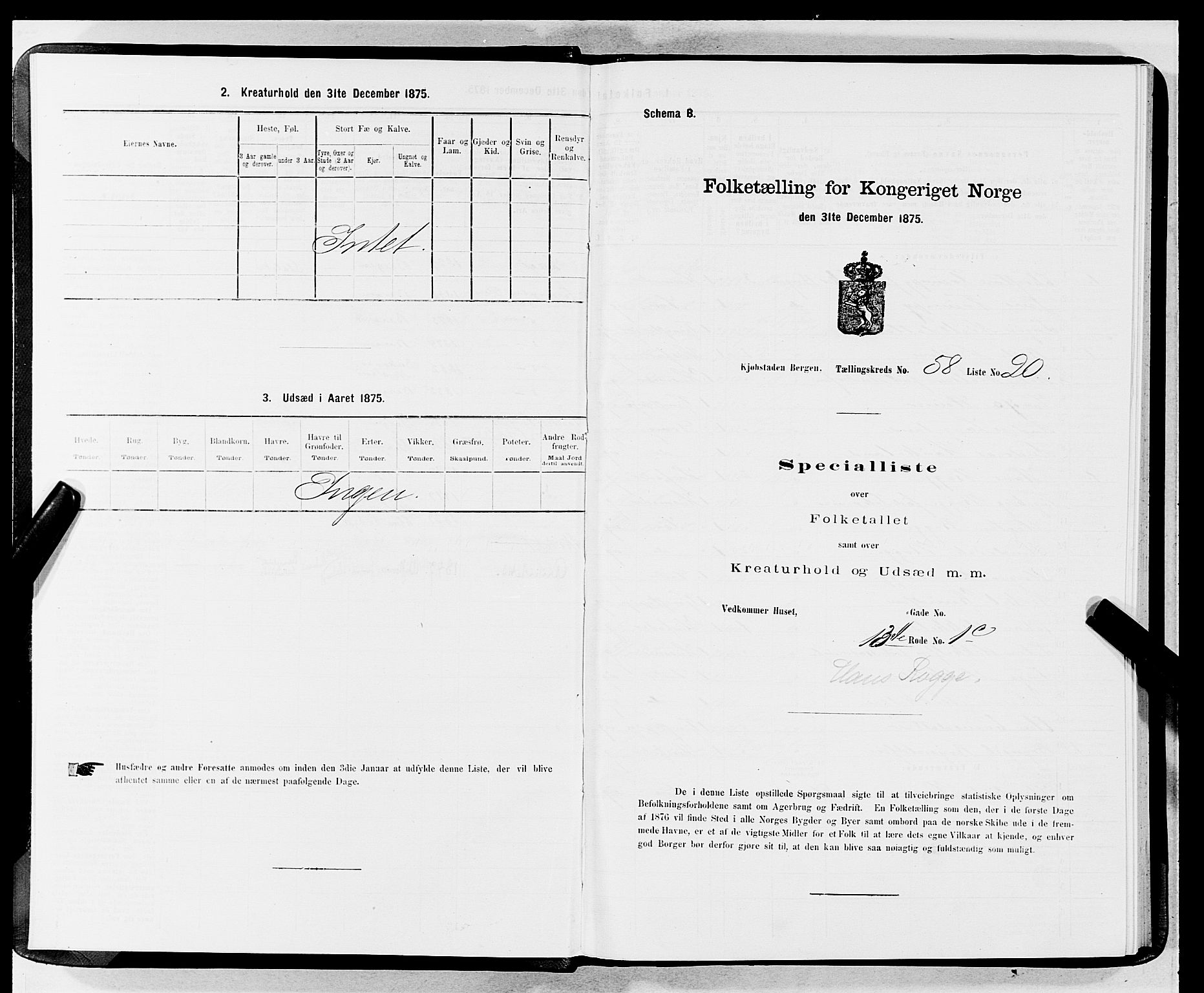 SAB, Folketelling 1875 for 1301 Bergen kjøpstad, 1875, s. 3105