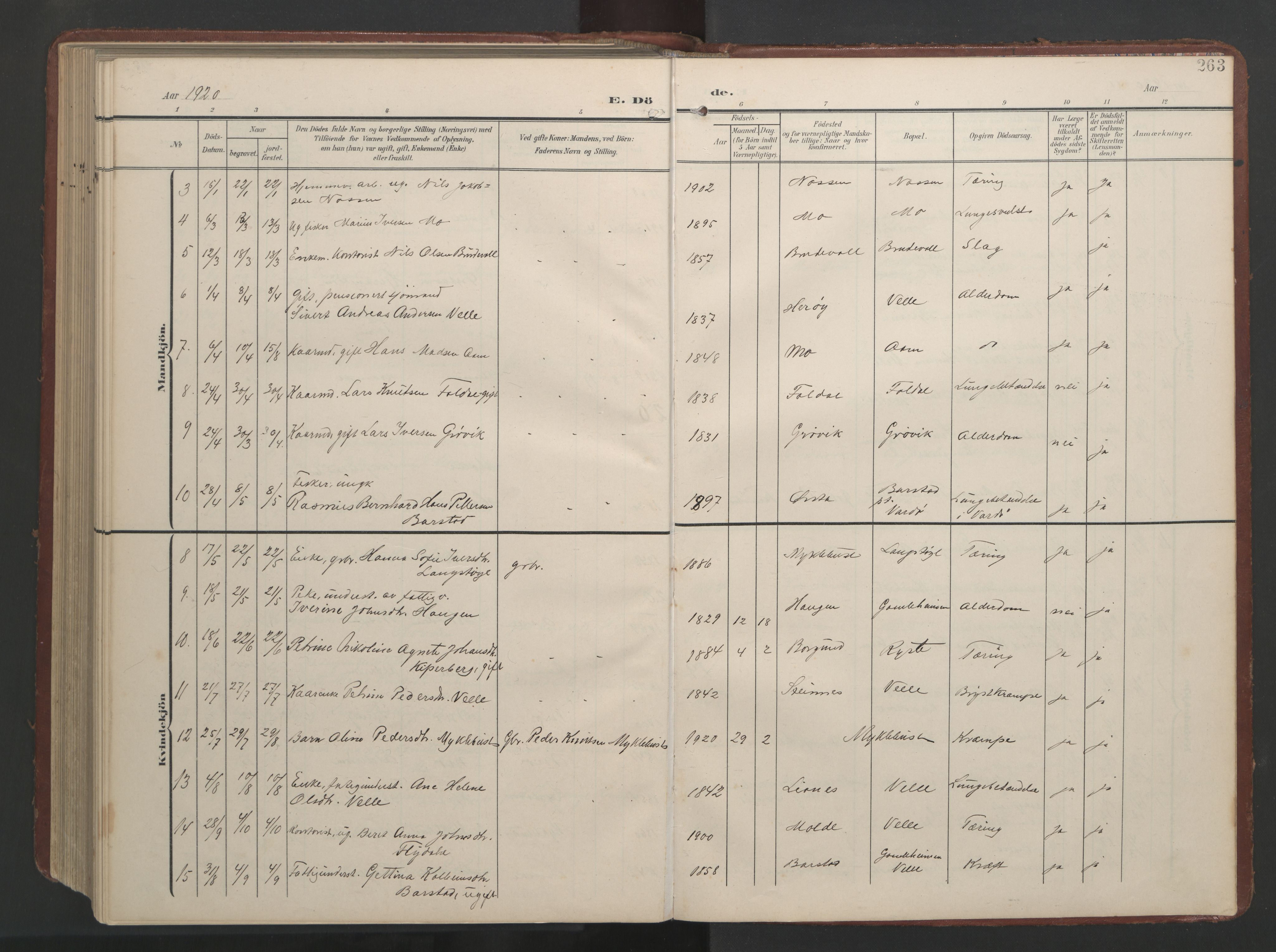 Ministerialprotokoller, klokkerbøker og fødselsregistre - Møre og Romsdal, AV/SAT-A-1454/513/L0190: Klokkerbok nr. 513C04, 1904-1926, s. 263