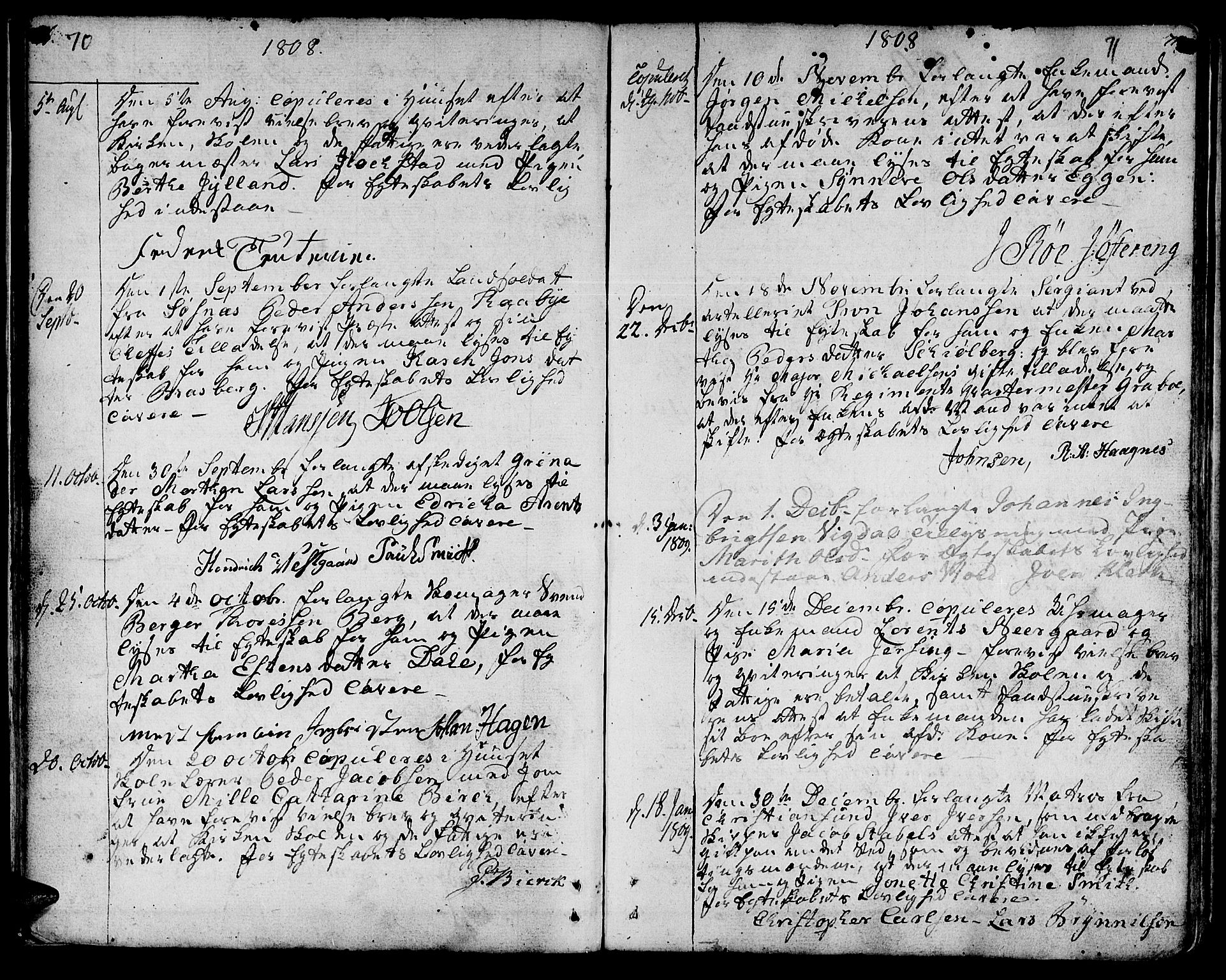 Ministerialprotokoller, klokkerbøker og fødselsregistre - Sør-Trøndelag, AV/SAT-A-1456/601/L0042: Ministerialbok nr. 601A10, 1802-1830, s. 70-71