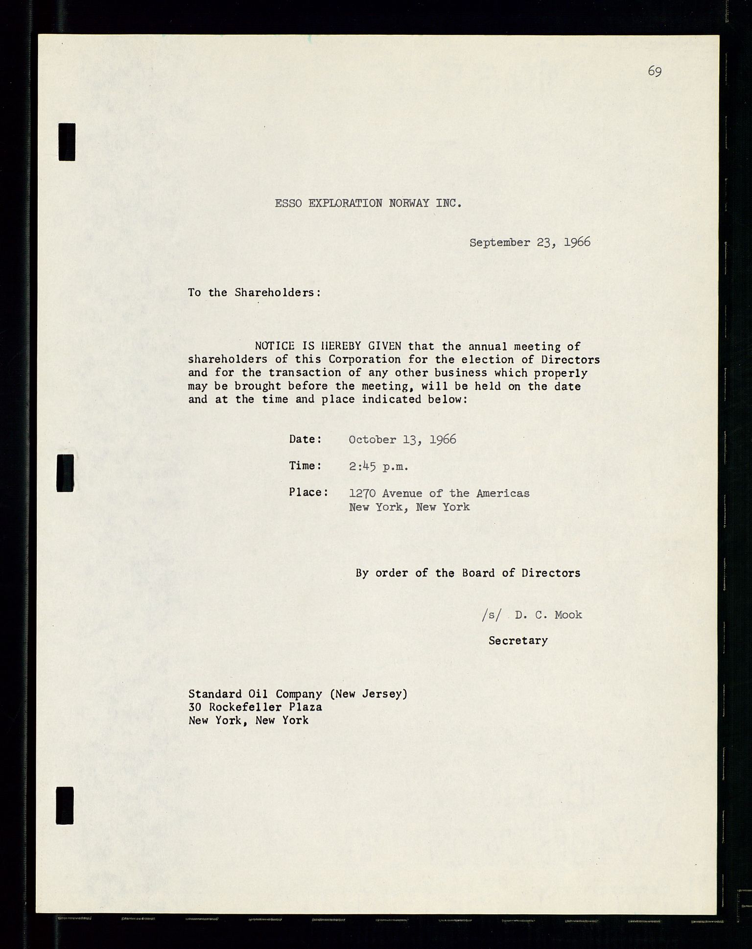Pa 1512 - Esso Exploration and Production Norway Inc., SAST/A-101917/A/Aa/L0001/0001: Styredokumenter / Corporate records, By-Laws, Board meeting minutes, Incorporations, 1965-1975, s. 69