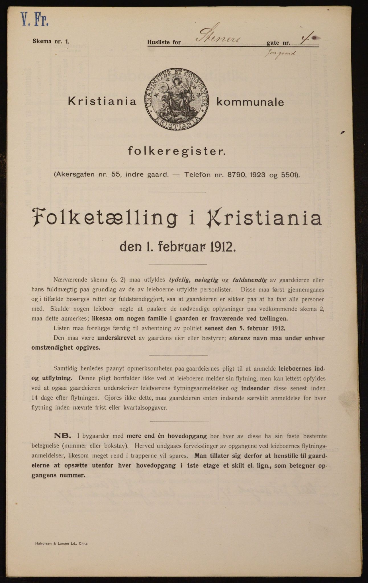 OBA, Kommunal folketelling 1.2.1912 for Kristiania, 1912, s. 101533