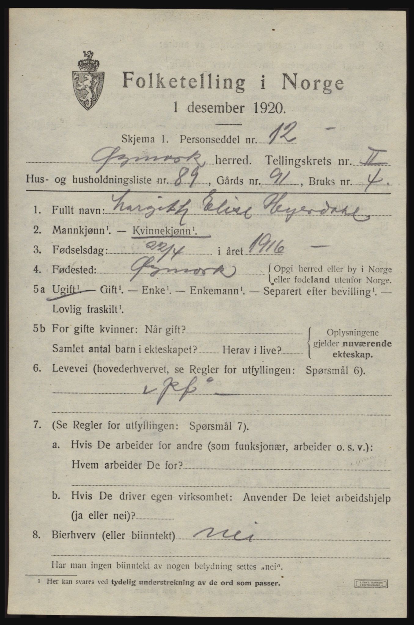 SAO, Folketelling 1920 for 0119 Øymark herred, 1920, s. 2471