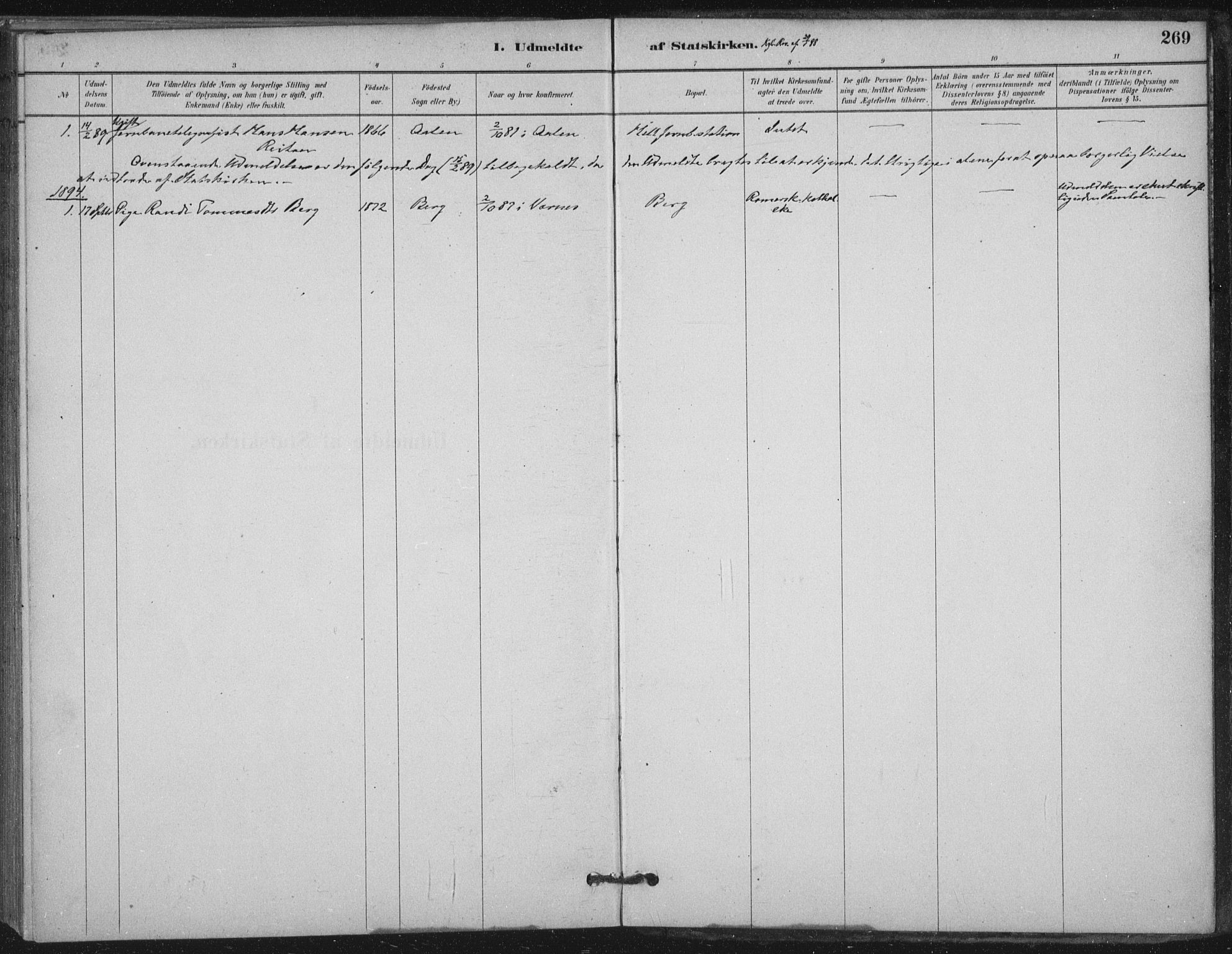 Ministerialprotokoller, klokkerbøker og fødselsregistre - Nord-Trøndelag, AV/SAT-A-1458/710/L0095: Ministerialbok nr. 710A01, 1880-1914, s. 269
