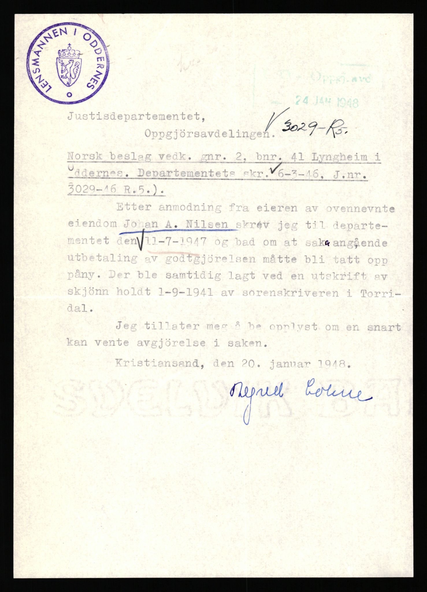 Forsvarsdepartementet, 10. kontor / Oppgjørskontoret, AV/RA-RAFA-1225/D/Da/L0062: Laksevika batteri, Kristiansand; Laksevåg ubåtbunker, Bergen, 1940-1962, s. 485