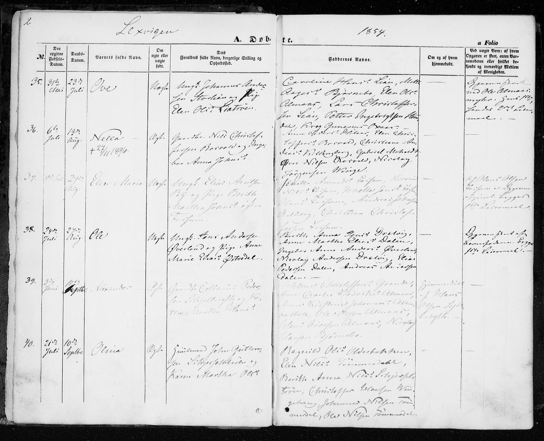 Ministerialprotokoller, klokkerbøker og fødselsregistre - Nord-Trøndelag, SAT/A-1458/701/L0008: Ministerialbok nr. 701A08 /1, 1854-1863, s. 2