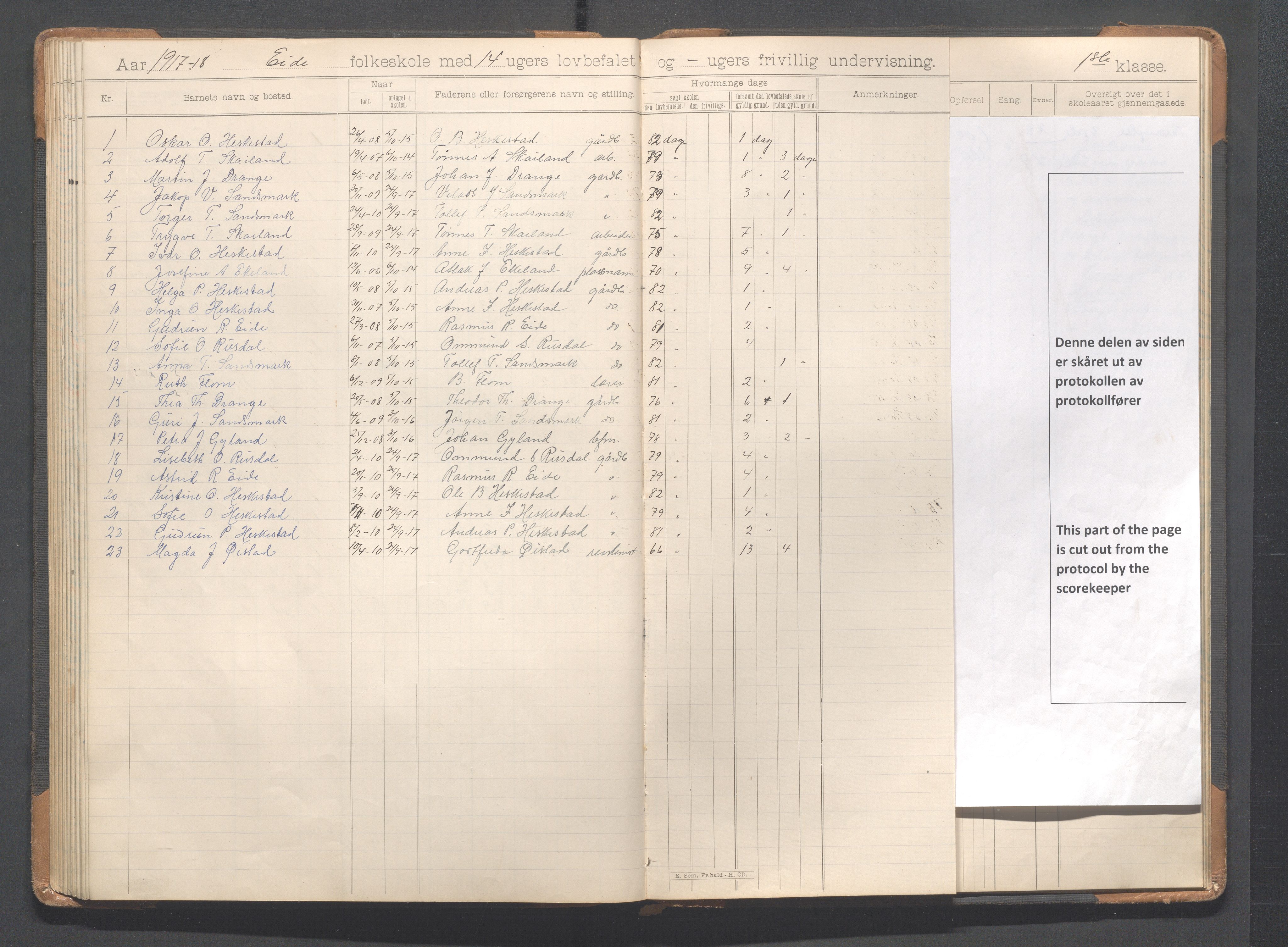 Heskestad kommune - Eide skole, IKAR/K-101744/H/L0001: Skoleprotokoll, 1898-1922, s. 81