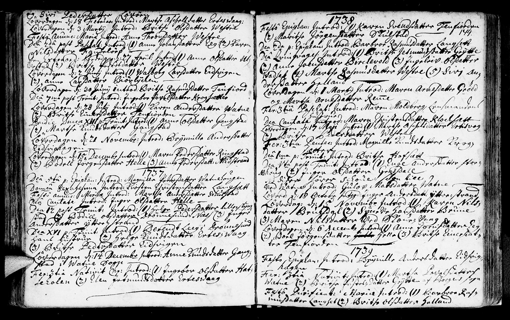 Ministerialprotokoller, klokkerbøker og fødselsregistre - Møre og Romsdal, AV/SAT-A-1454/525/L0371: Ministerialbok nr. 525A01, 1699-1777, s. 149