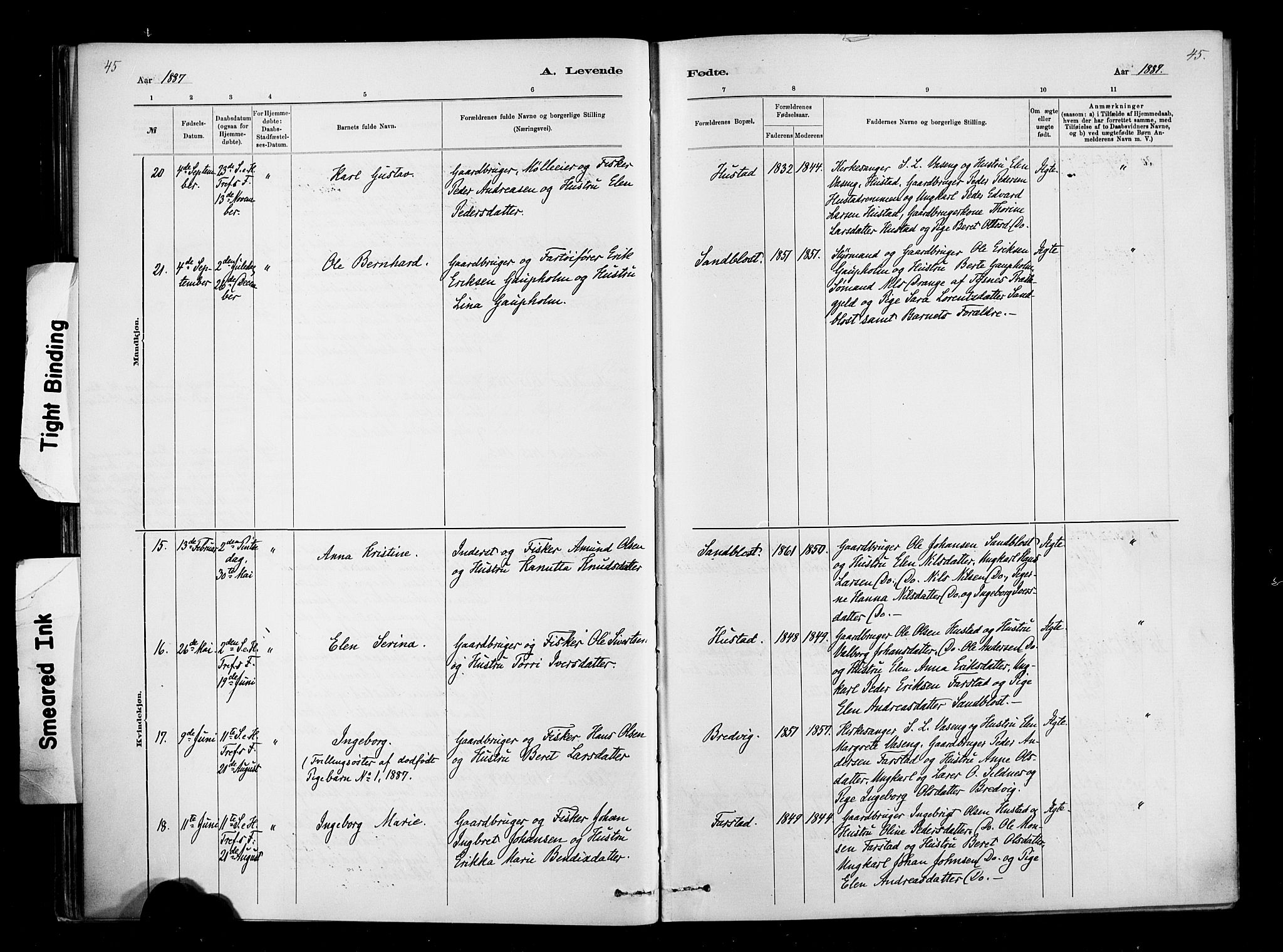 Ministerialprotokoller, klokkerbøker og fødselsregistre - Møre og Romsdal, AV/SAT-A-1454/567/L0778: Ministerialbok nr. 567A01, 1881-1903, s. 45