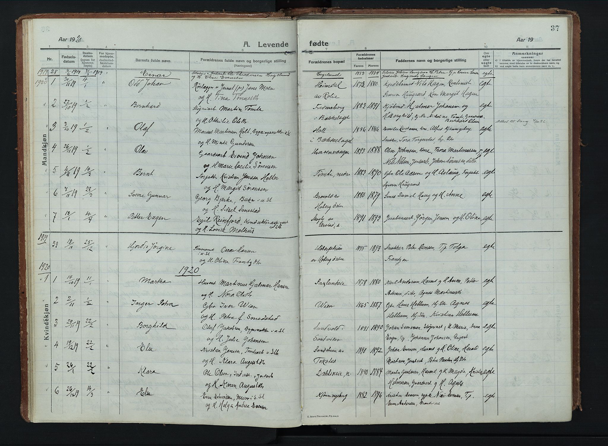 Stange prestekontor, AV/SAH-PREST-002/K/L0028: Ministerialbok nr. 28, 1913-1932, s. 37
