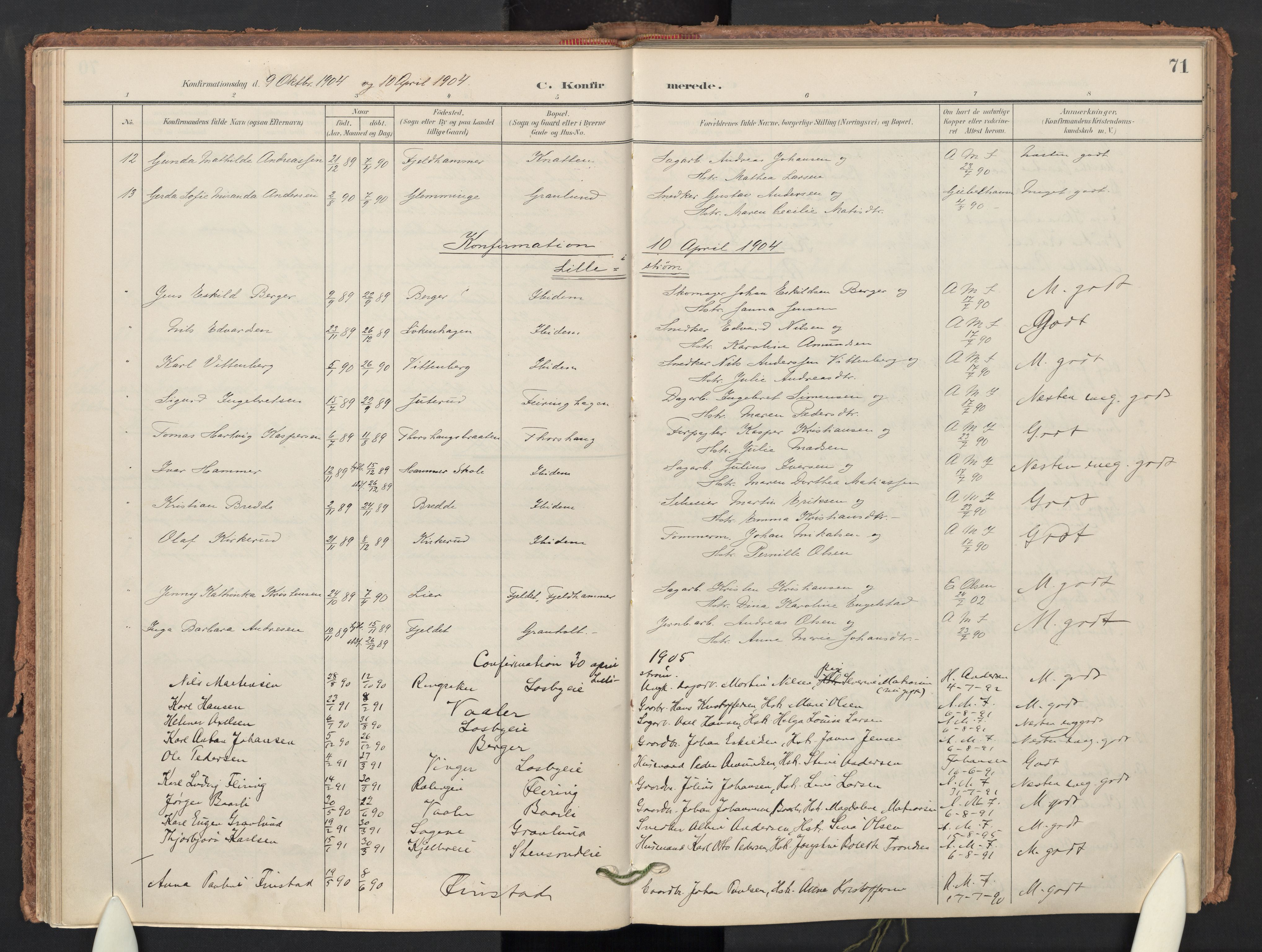 Skedsmo prestekontor Kirkebøker, AV/SAO-A-10033a/F/Fb/L0002: Ministerialbok nr. II 2, 1902-1921, s. 71