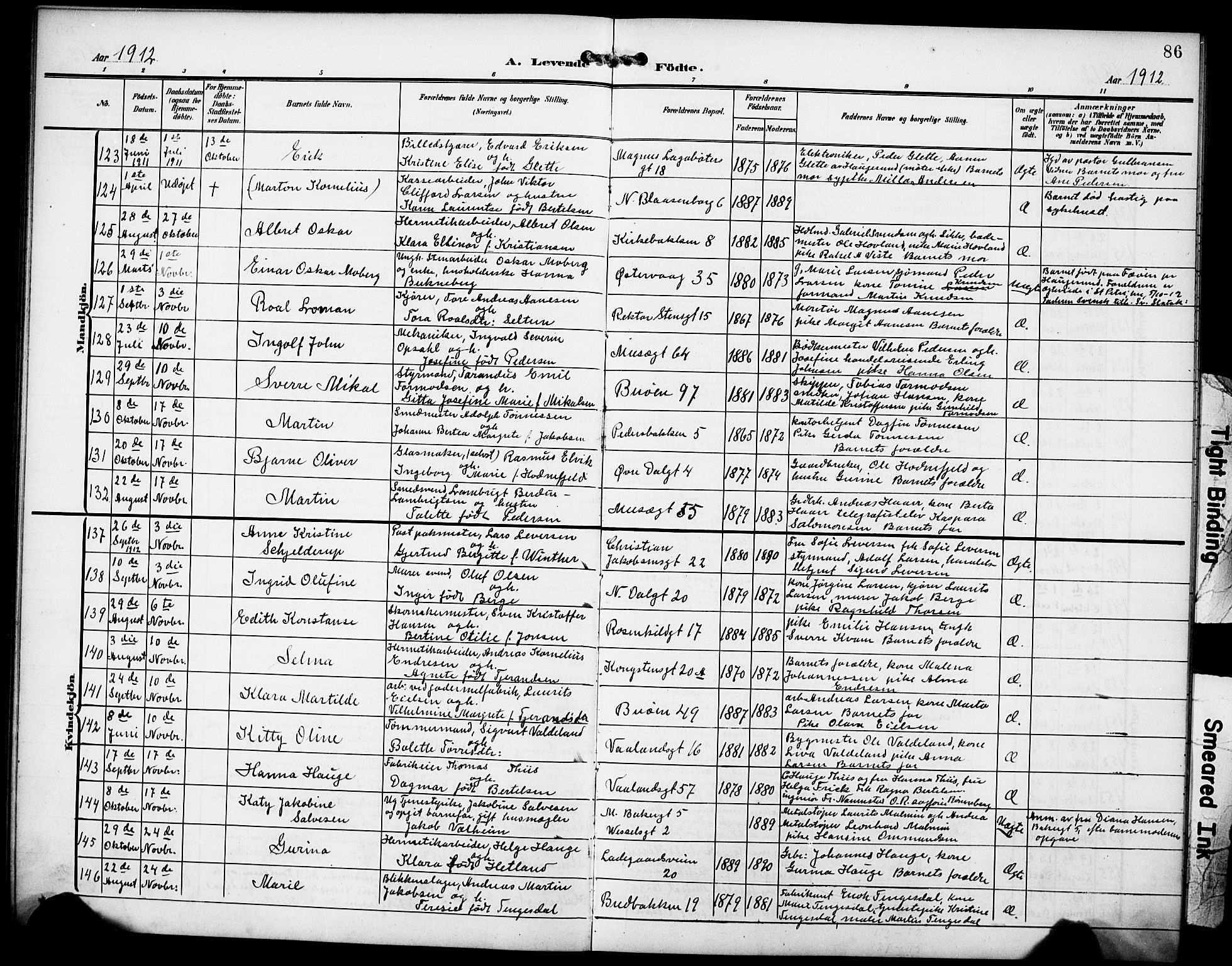 St. Petri sokneprestkontor, SAST/A-101813/001/30/30BB/L0010: Klokkerbok nr. B 10, 1905-1917, s. 86