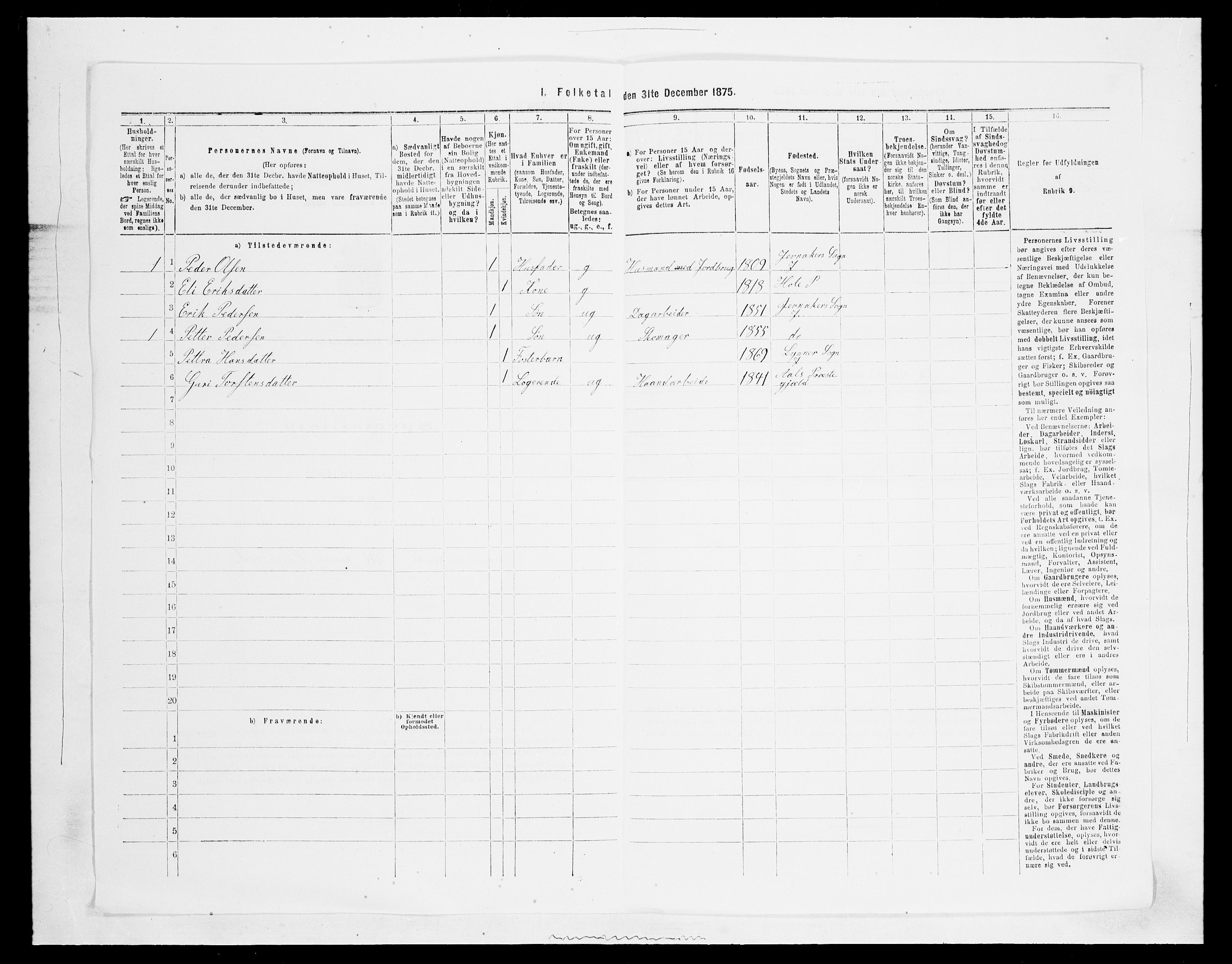 SAH, Folketelling 1875 for 0532P Jevnaker prestegjeld, 1875, s. 1698