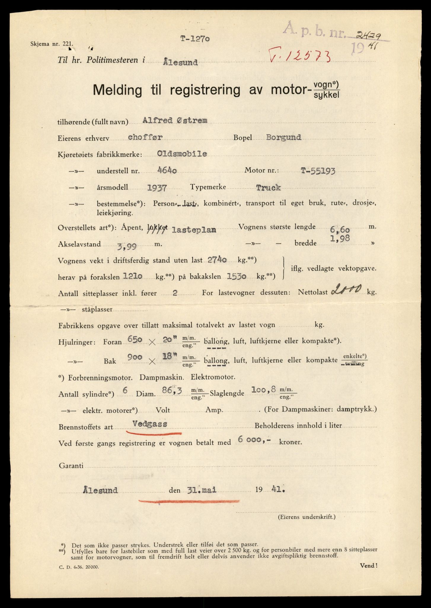Møre og Romsdal vegkontor - Ålesund trafikkstasjon, AV/SAT-A-4099/F/Fe/L0034: Registreringskort for kjøretøy T 12500 - T 12652, 1927-1998, s. 1406