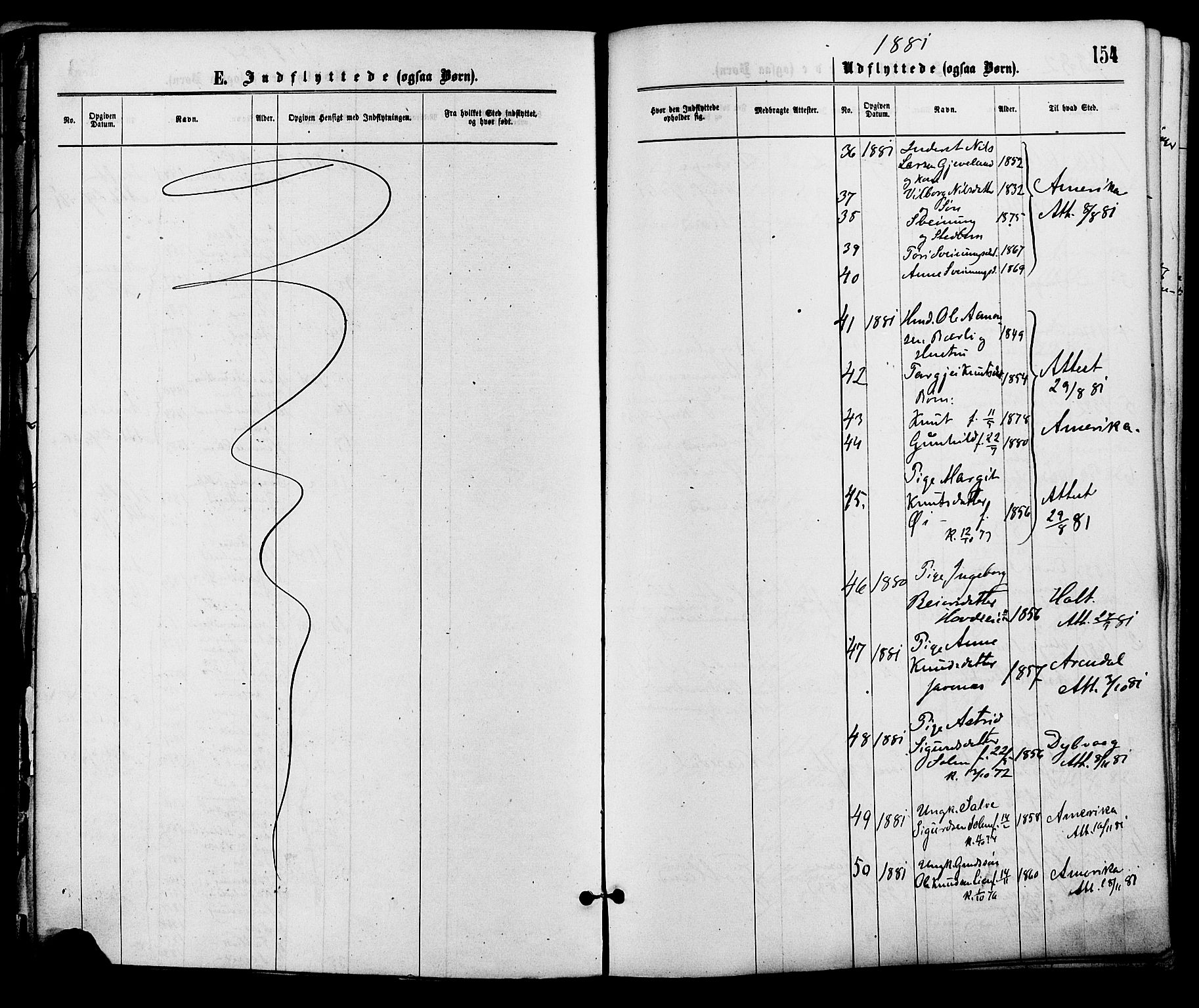 Åmli sokneprestkontor, AV/SAK-1111-0050/F/Fa/Fac/L0009: Ministerialbok nr. A 9 /1, 1869-1884, s. 154