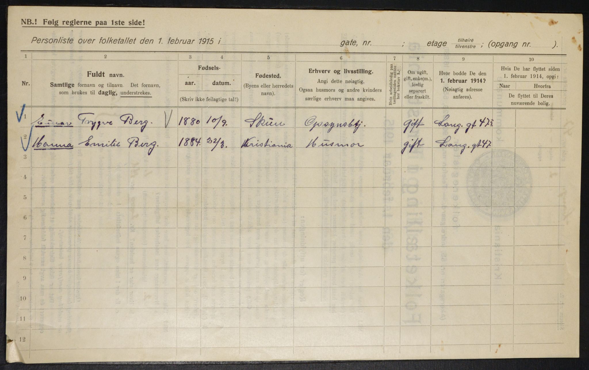 OBA, Kommunal folketelling 1.2.1915 for Kristiania, 1915, s. 56419