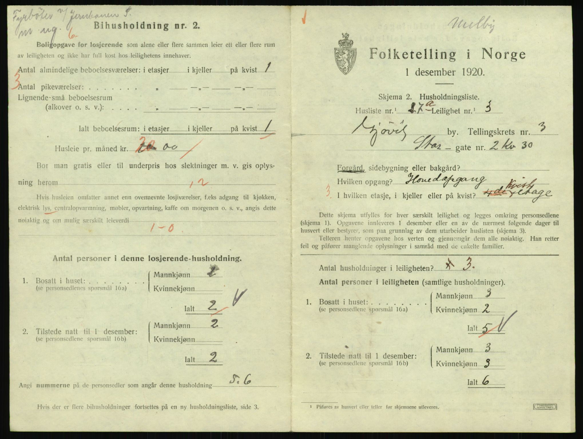 SAH, Folketelling 1920 for 0502 Gjøvik kjøpstad, 1920, s. 1534