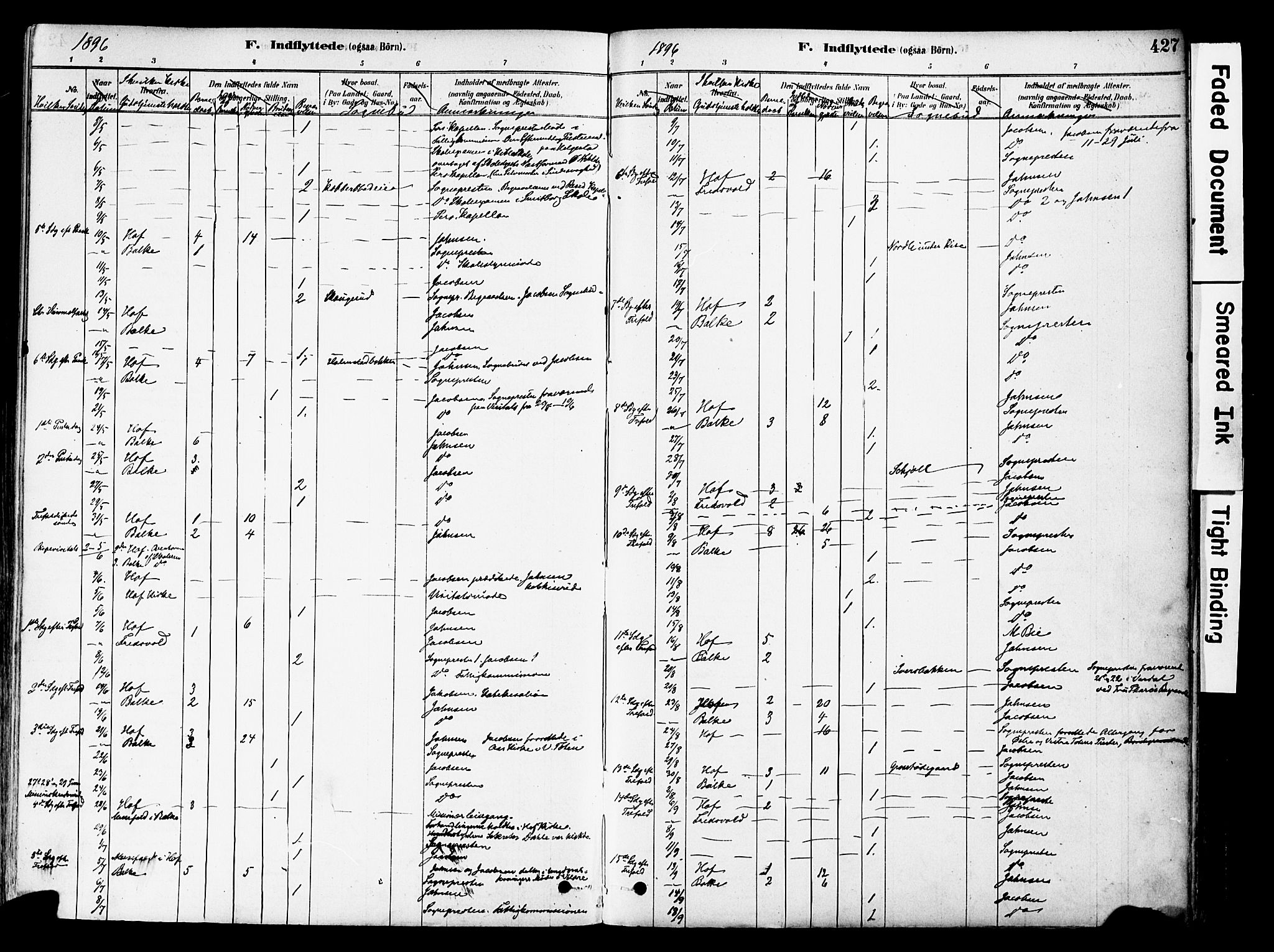 Østre Toten prestekontor, AV/SAH-PREST-104/H/Ha/Haa/L0006: Ministerialbok nr. 6 /1, 1878-1896, s. 427