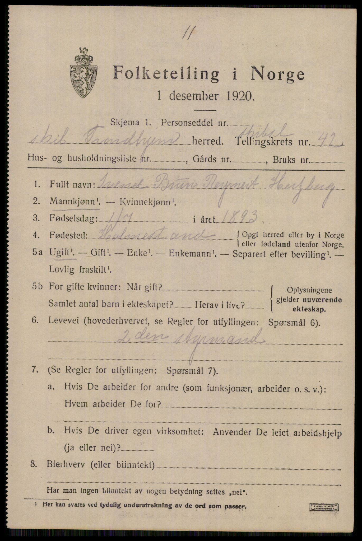 RA, Folketellinga 1920: Uplasserte skjema, 1920, s. 4135