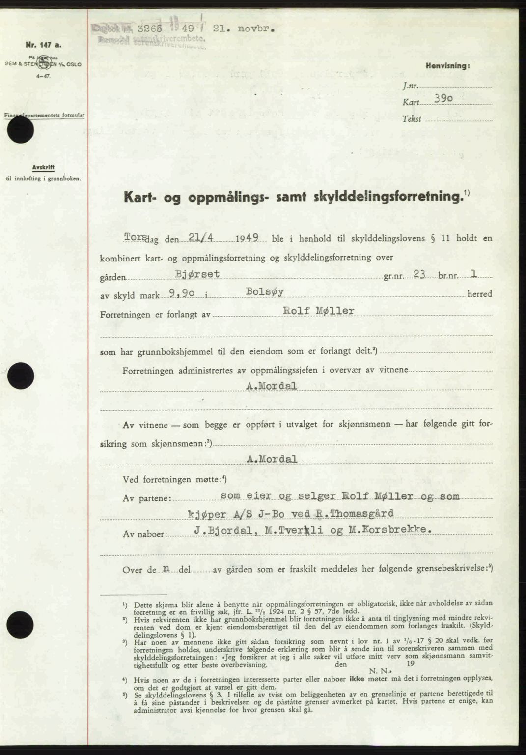 Romsdal sorenskriveri, SAT/A-4149/1/2/2C: Pantebok nr. A31, 1949-1949, Dagboknr: 3265/1949