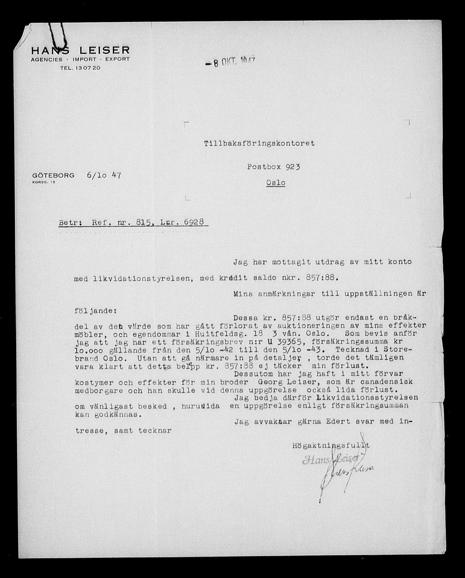 Justisdepartementet, Tilbakeføringskontoret for inndratte formuer, AV/RA-S-1564/H/Hc/Hcc/L0956: --, 1945-1947, s. 15