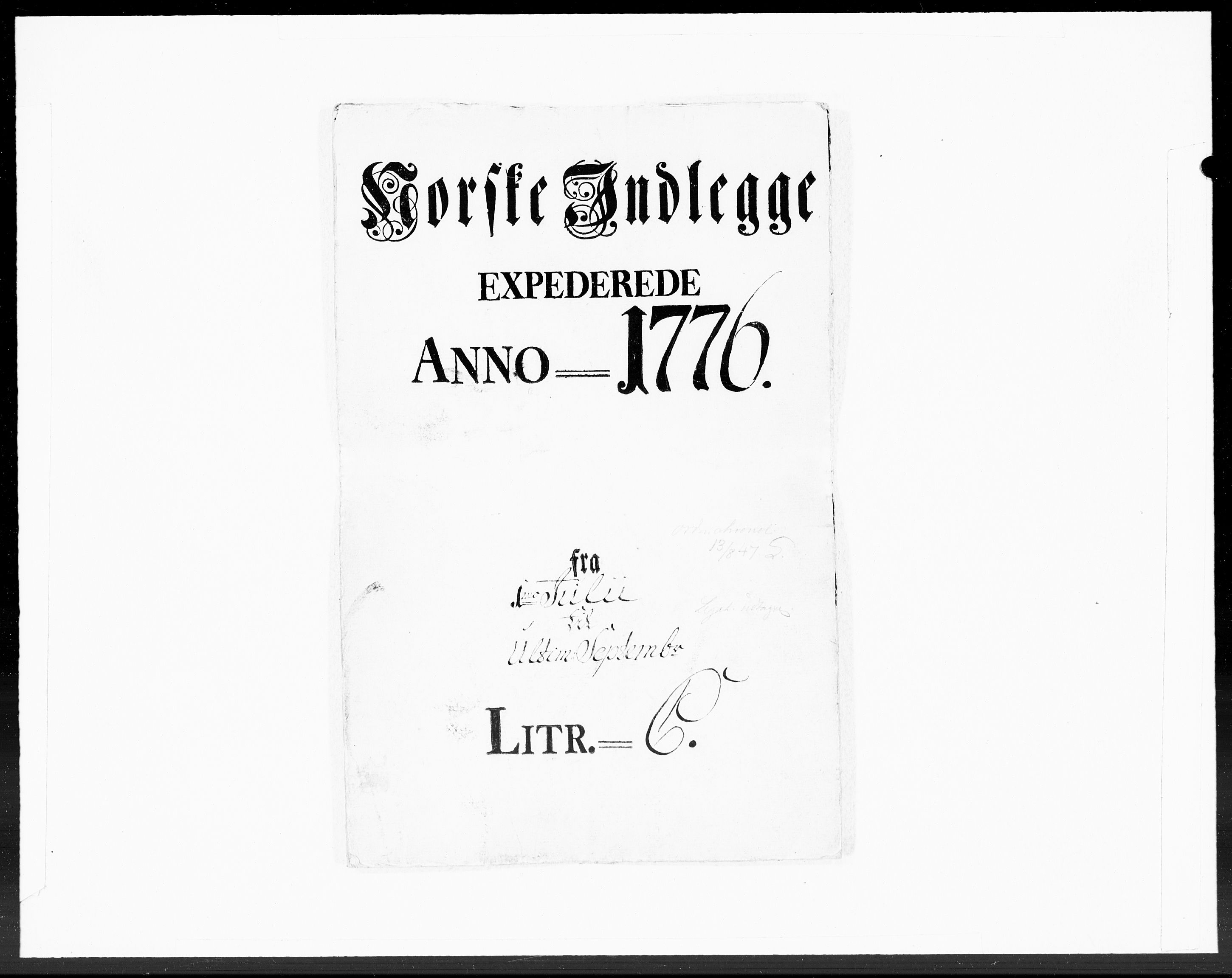 Danske Kanselli 1572-1799, AV/RA-EA-3023/F/Fc/Fcc/Fcca/L0221: Norske innlegg 1572-1799, 1776, s. 1