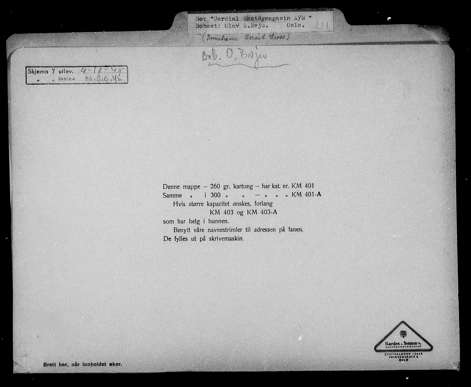Justisdepartementet, Tilbakeføringskontoret for inndratte formuer, AV/RA-S-1564/H/Hc/Hcc/L0929: --, 1945-1947, s. 2