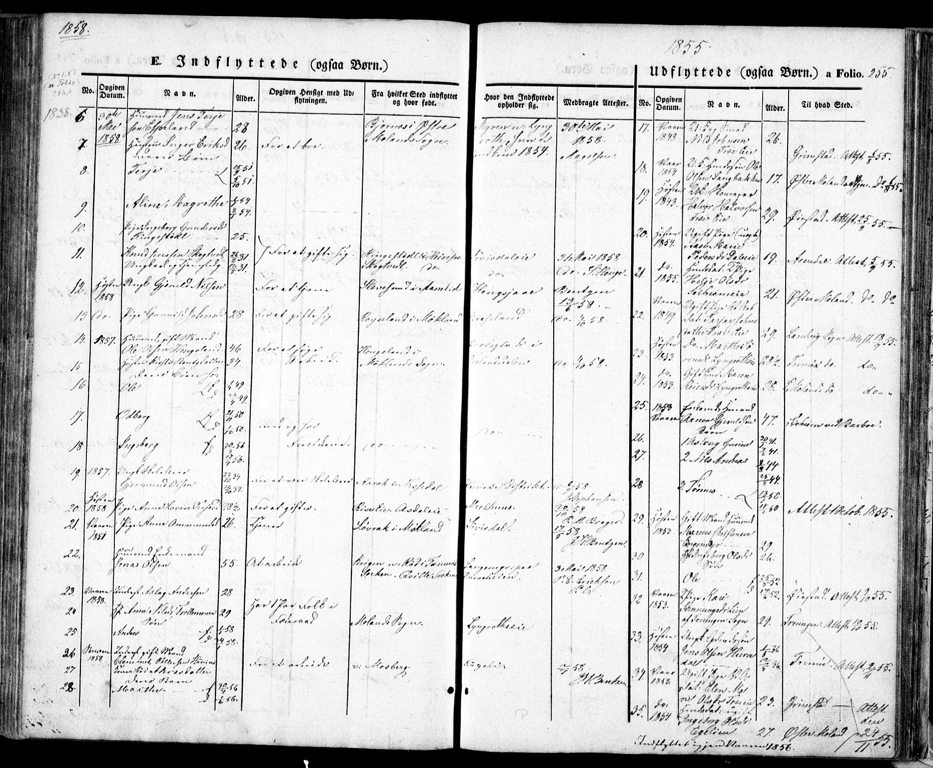 Froland sokneprestkontor, AV/SAK-1111-0013/F/Fa/L0002: Ministerialbok nr. A 2, 1845-1863, s. 255