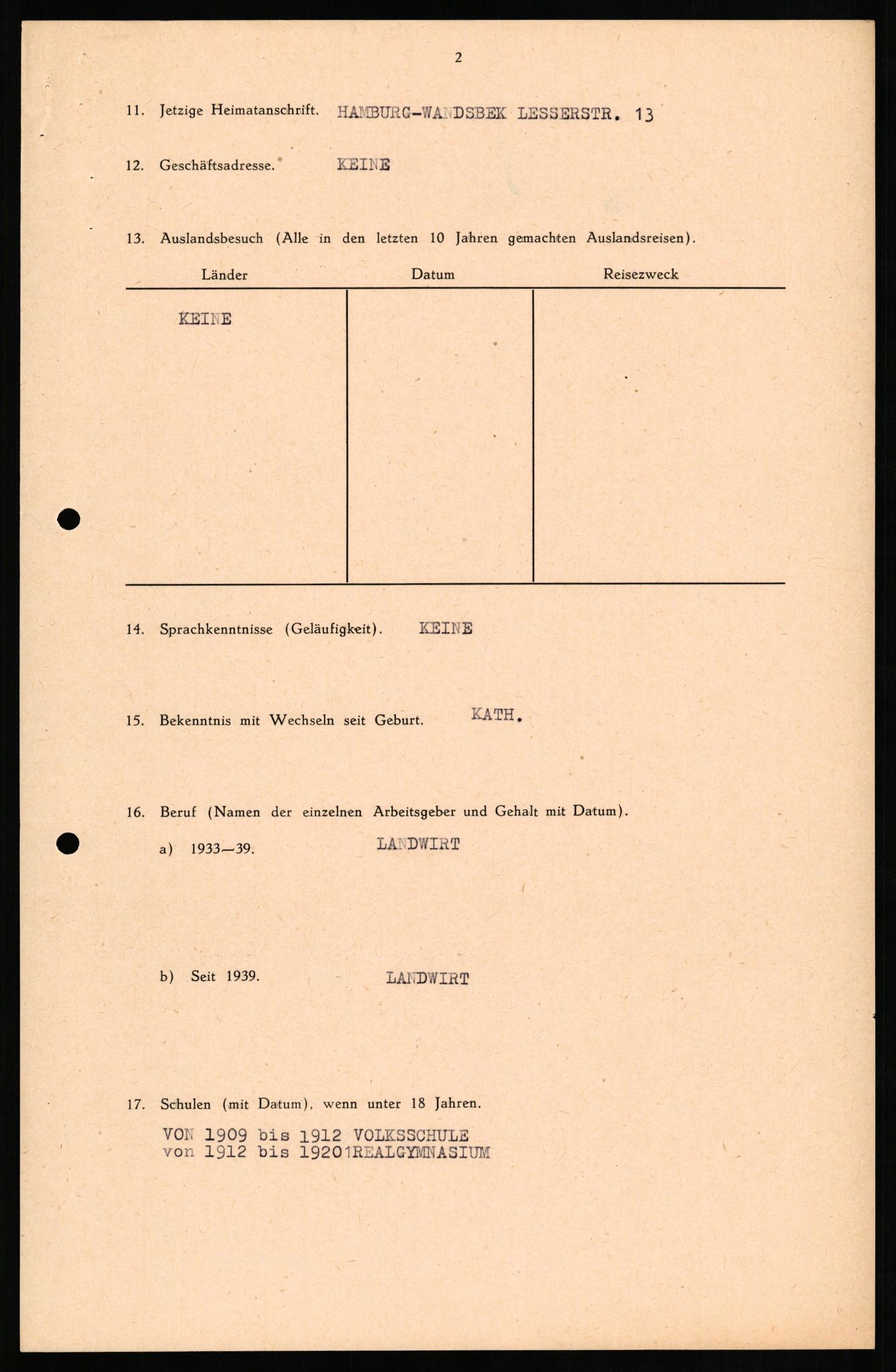 Forsvaret, Forsvarets overkommando II, AV/RA-RAFA-3915/D/Db/L0014: CI Questionaires. Tyske okkupasjonsstyrker i Norge. Tyskere., 1945-1946, s. 244