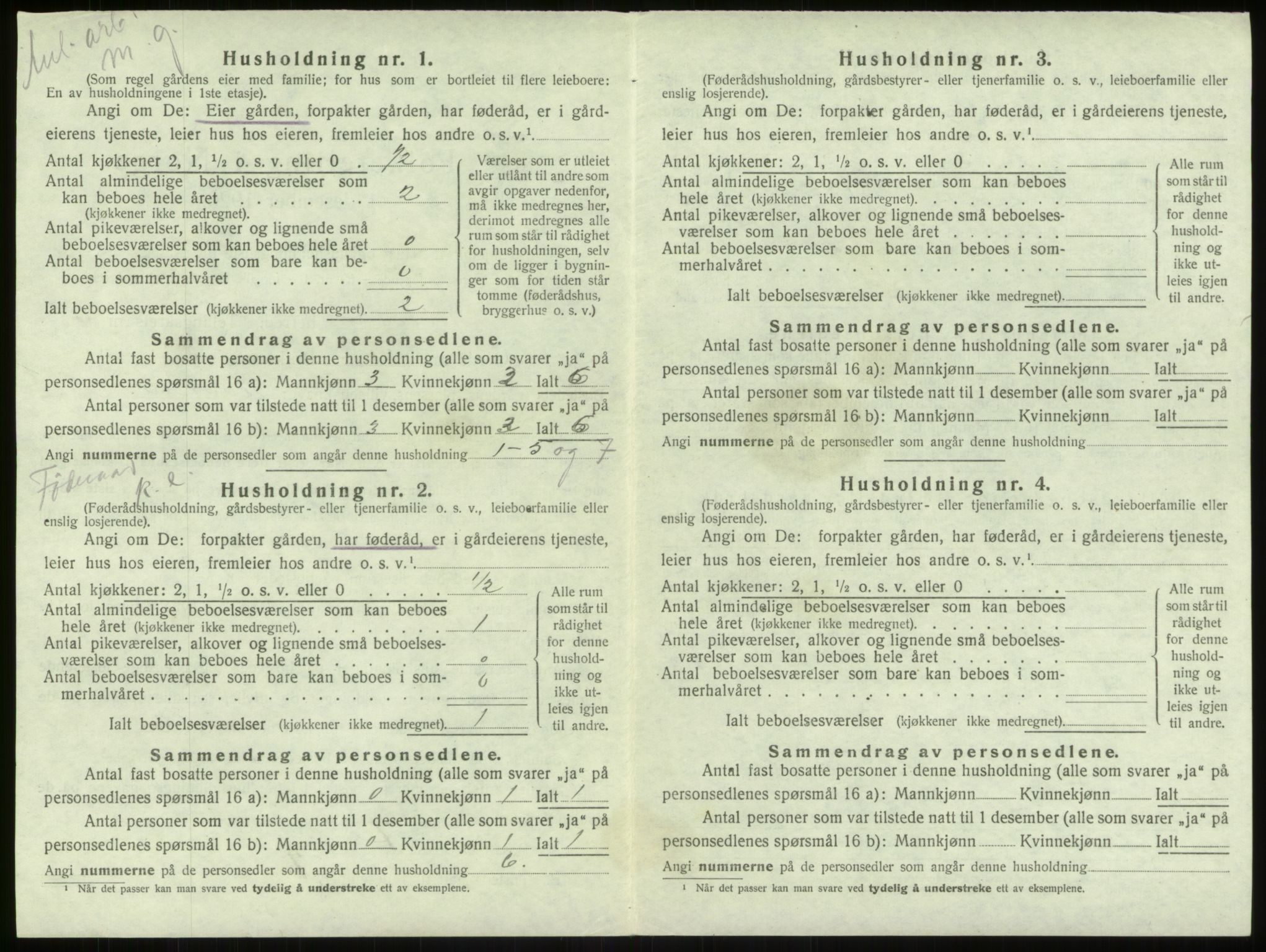 SAB, Folketelling 1920 for 1250 Haus herred, 1920, s. 399