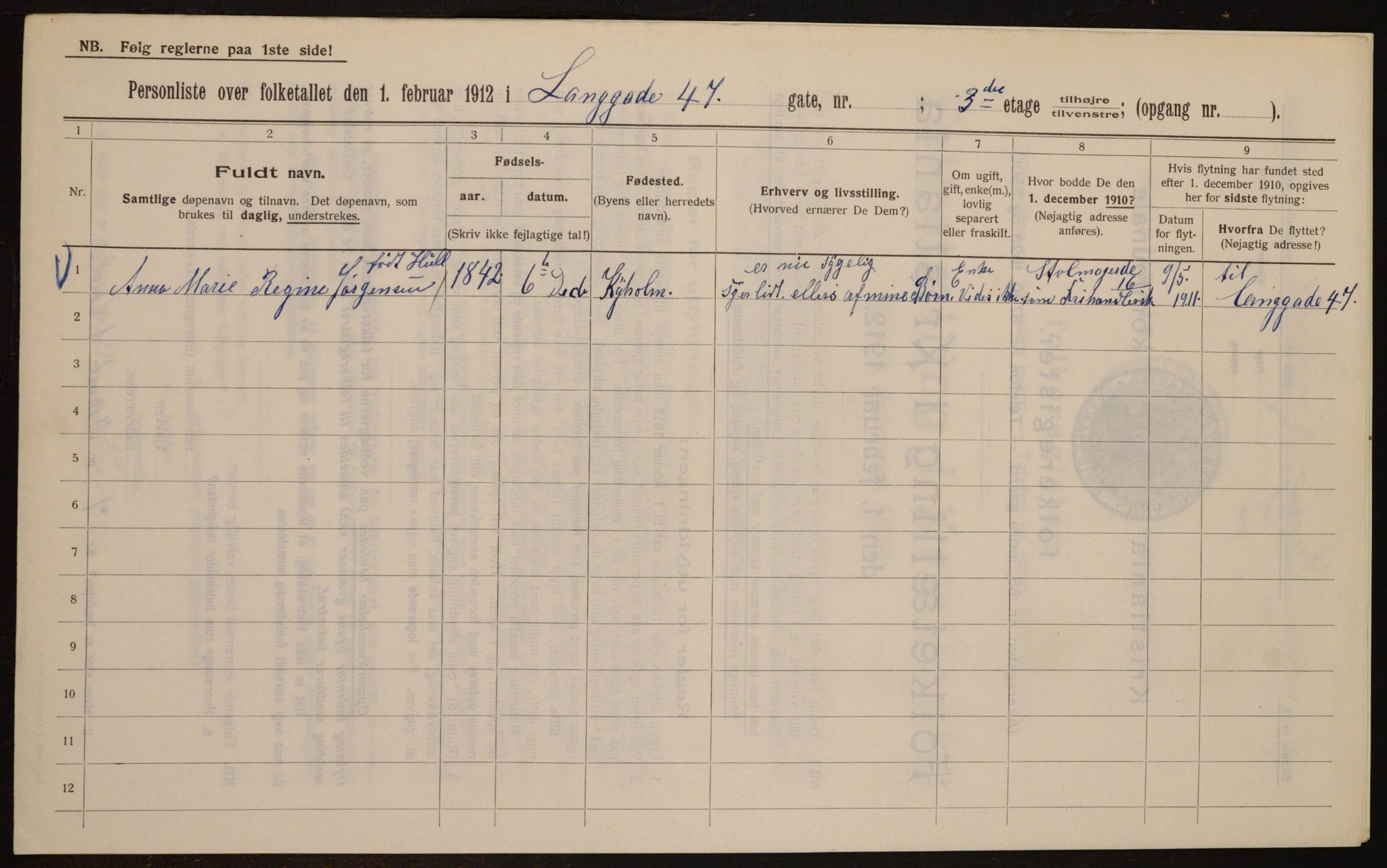 OBA, Kommunal folketelling 1.2.1912 for Kristiania, 1912, s. 57249