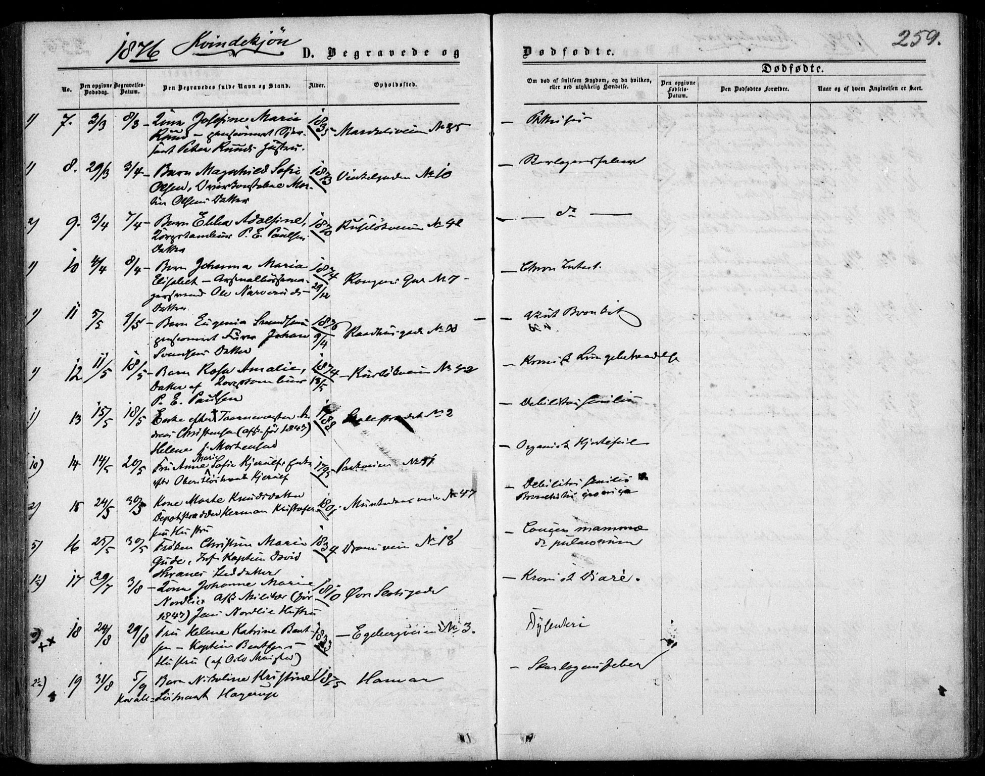 Garnisonsmenigheten Kirkebøker, AV/SAO-A-10846/F/Fa/L0011: Ministerialbok nr. 11, 1870-1880, s. 259