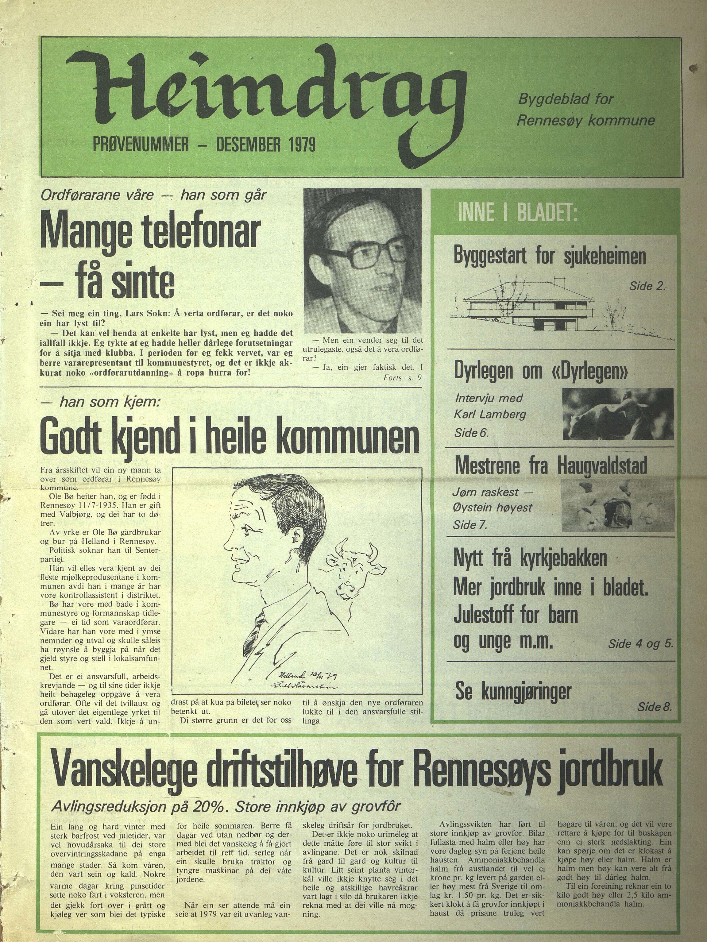 Rennesøy kommune. Heimdrag, lokalavis, BYST/A-0750/X/Xa/L0001: Heimdrag 1979 (prøvenummer), 1979