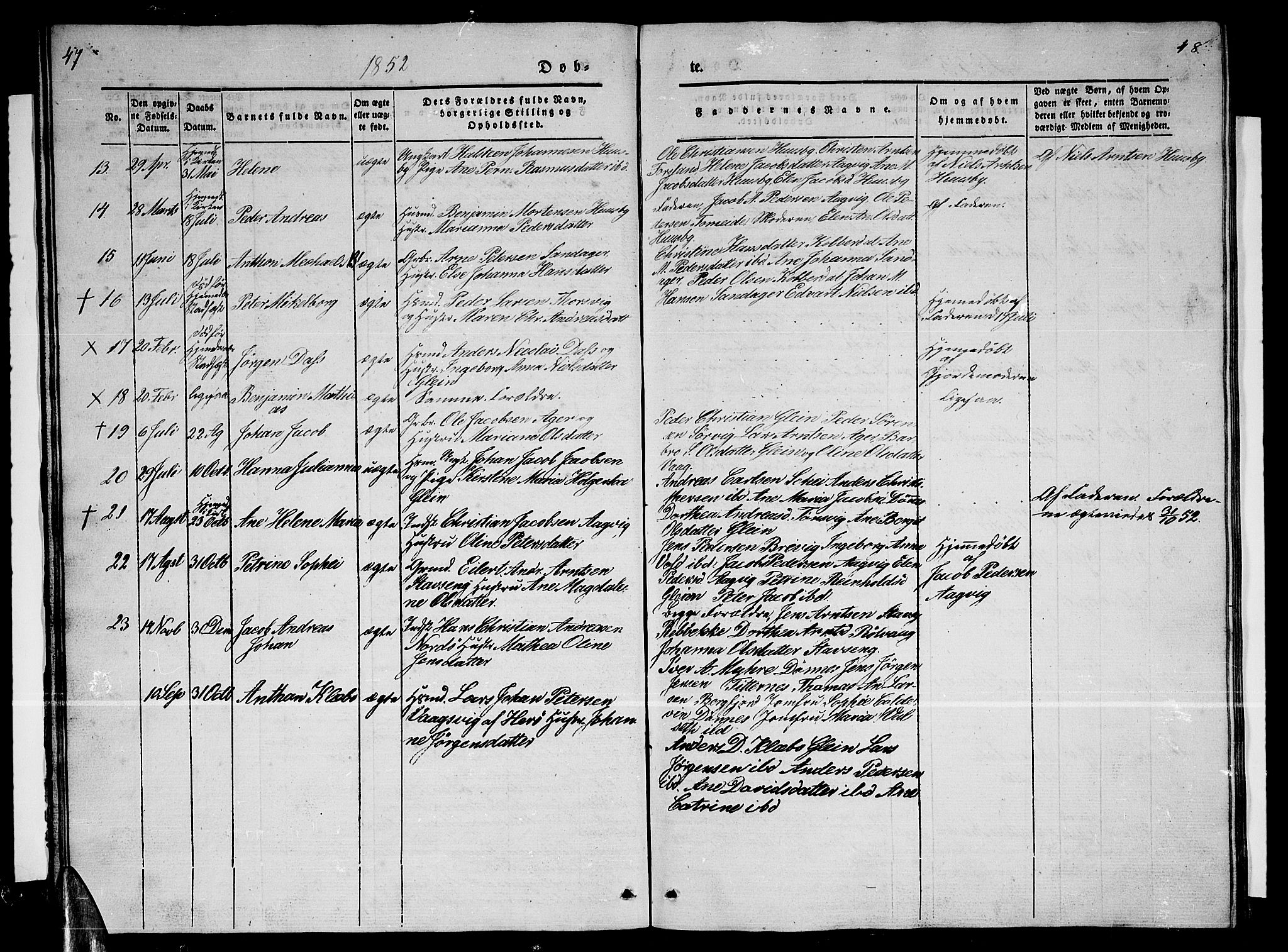 Ministerialprotokoller, klokkerbøker og fødselsregistre - Nordland, AV/SAT-A-1459/835/L0530: Klokkerbok nr. 835C02, 1842-1865, s. 47-48