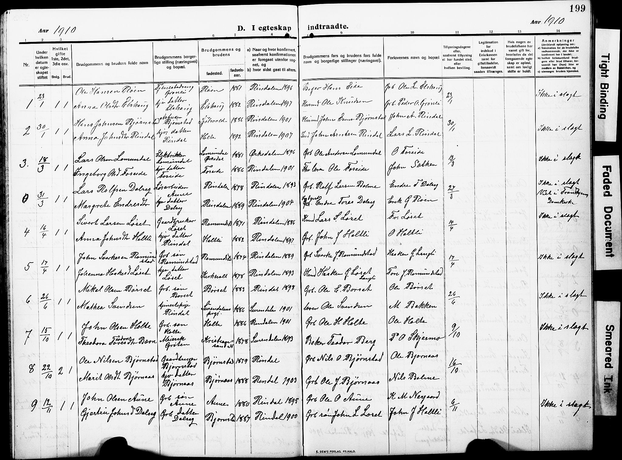 Ministerialprotokoller, klokkerbøker og fødselsregistre - Møre og Romsdal, AV/SAT-A-1454/598/L1079: Klokkerbok nr. 598C04, 1909-1927, s. 199