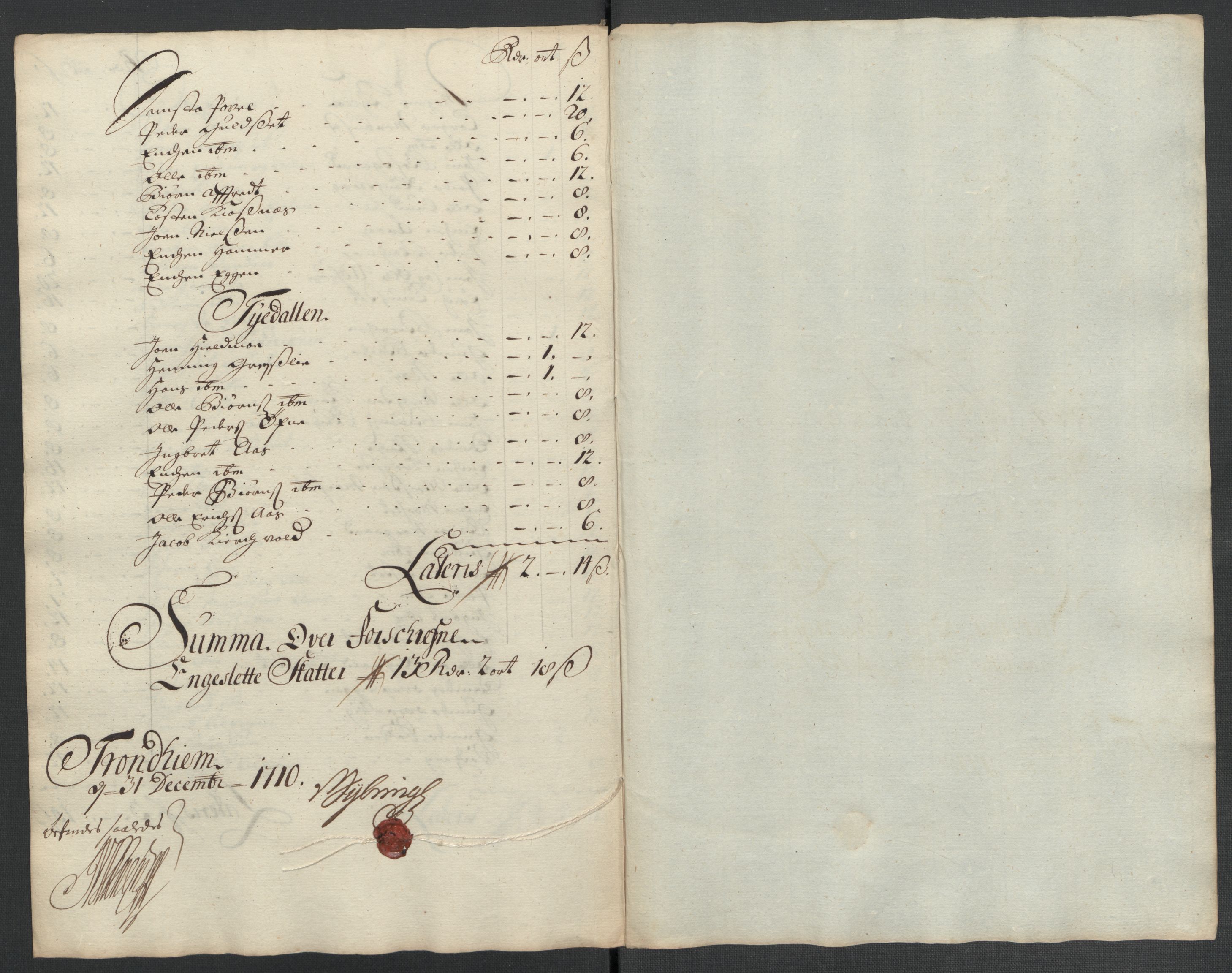 Rentekammeret inntil 1814, Reviderte regnskaper, Fogderegnskap, AV/RA-EA-4092/R61/L4111: Fogderegnskap Strinda og Selbu, 1709-1710, s. 111