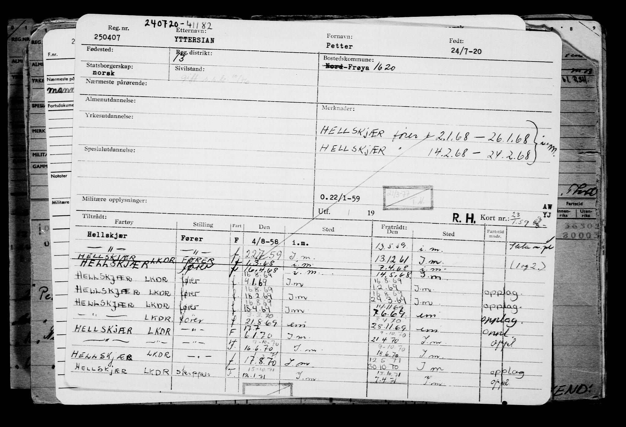 Direktoratet for sjømenn, AV/RA-S-3545/G/Gb/L0183: Hovedkort, 1920, s. 604