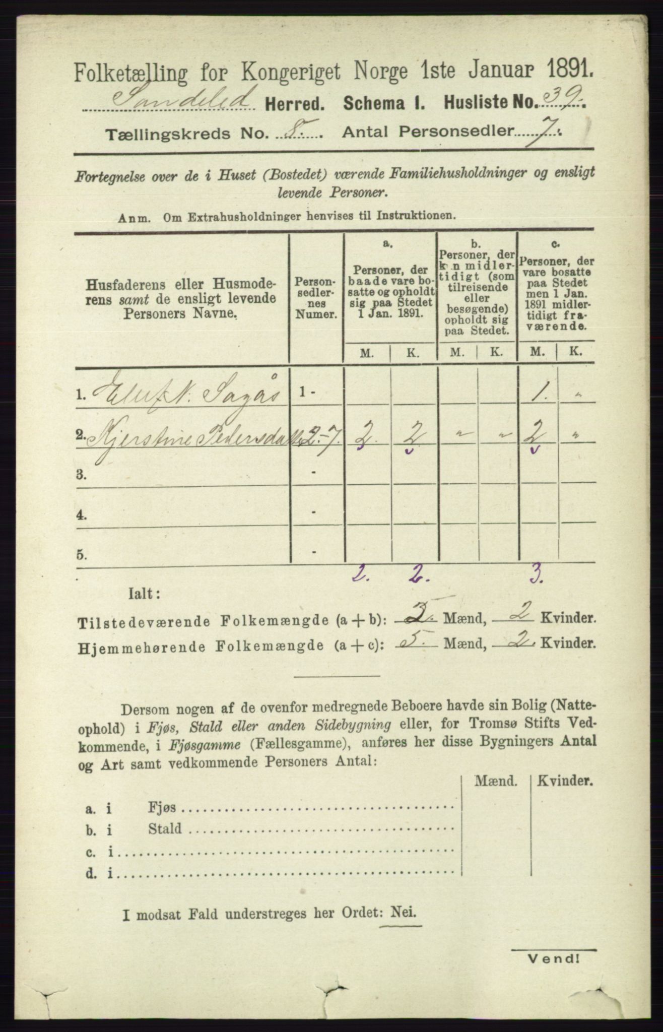 RA, Folketelling 1891 for 0913 Søndeled herred, 1891, s. 2565