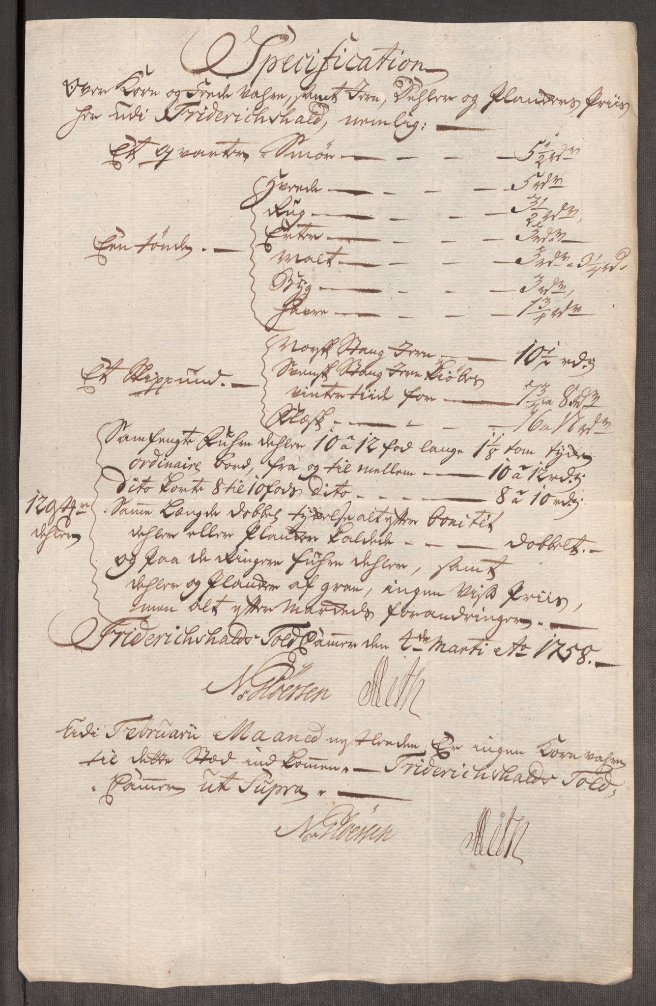 Rentekammeret inntil 1814, Realistisk ordnet avdeling, AV/RA-EA-4070/Oe/L0006: [Ø1]: Priskuranter, 1758-1760, s. 5