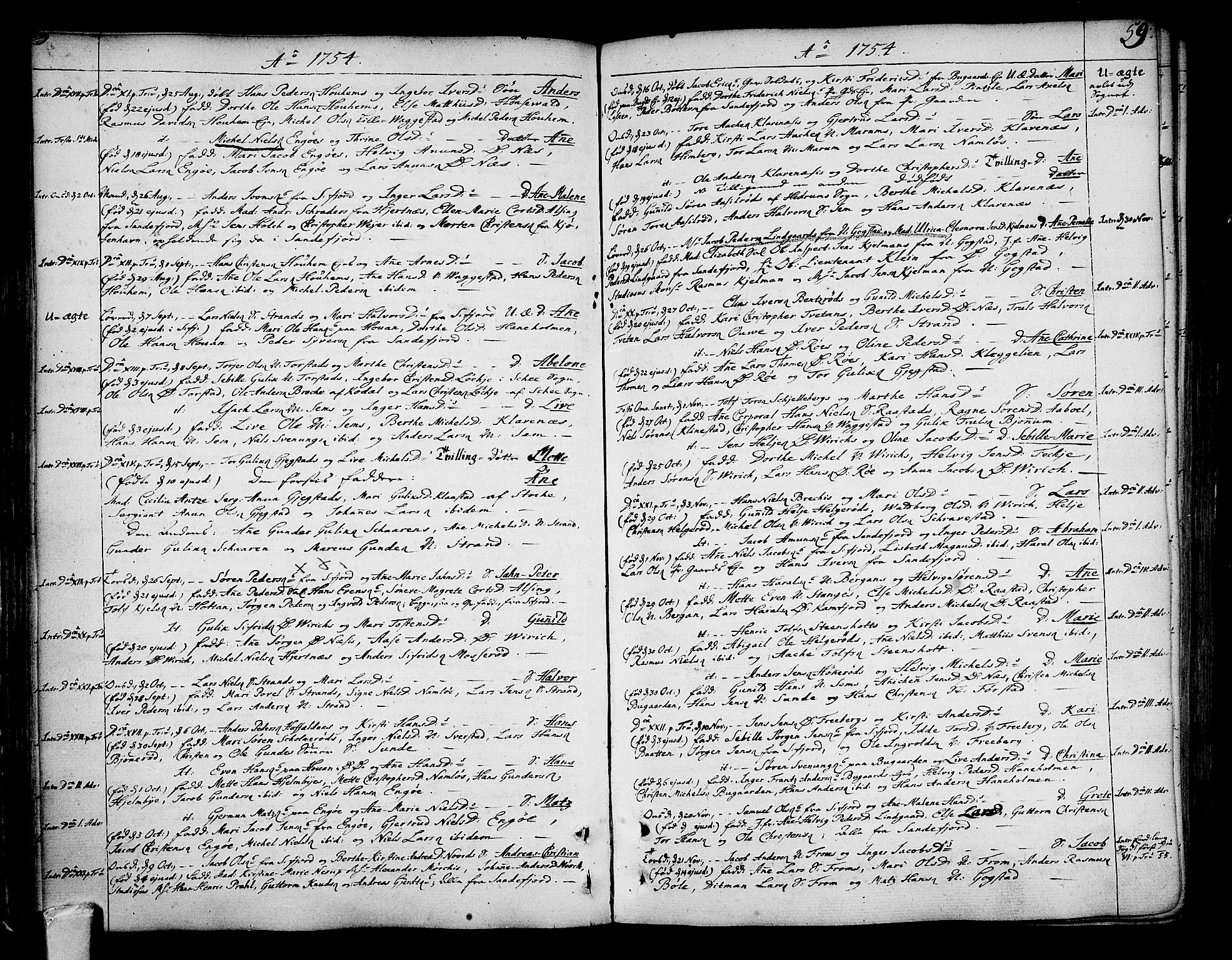 Sandar kirkebøker, AV/SAKO-A-243/F/Fa/L0002: Ministerialbok nr. 2, 1733-1788, s. 59