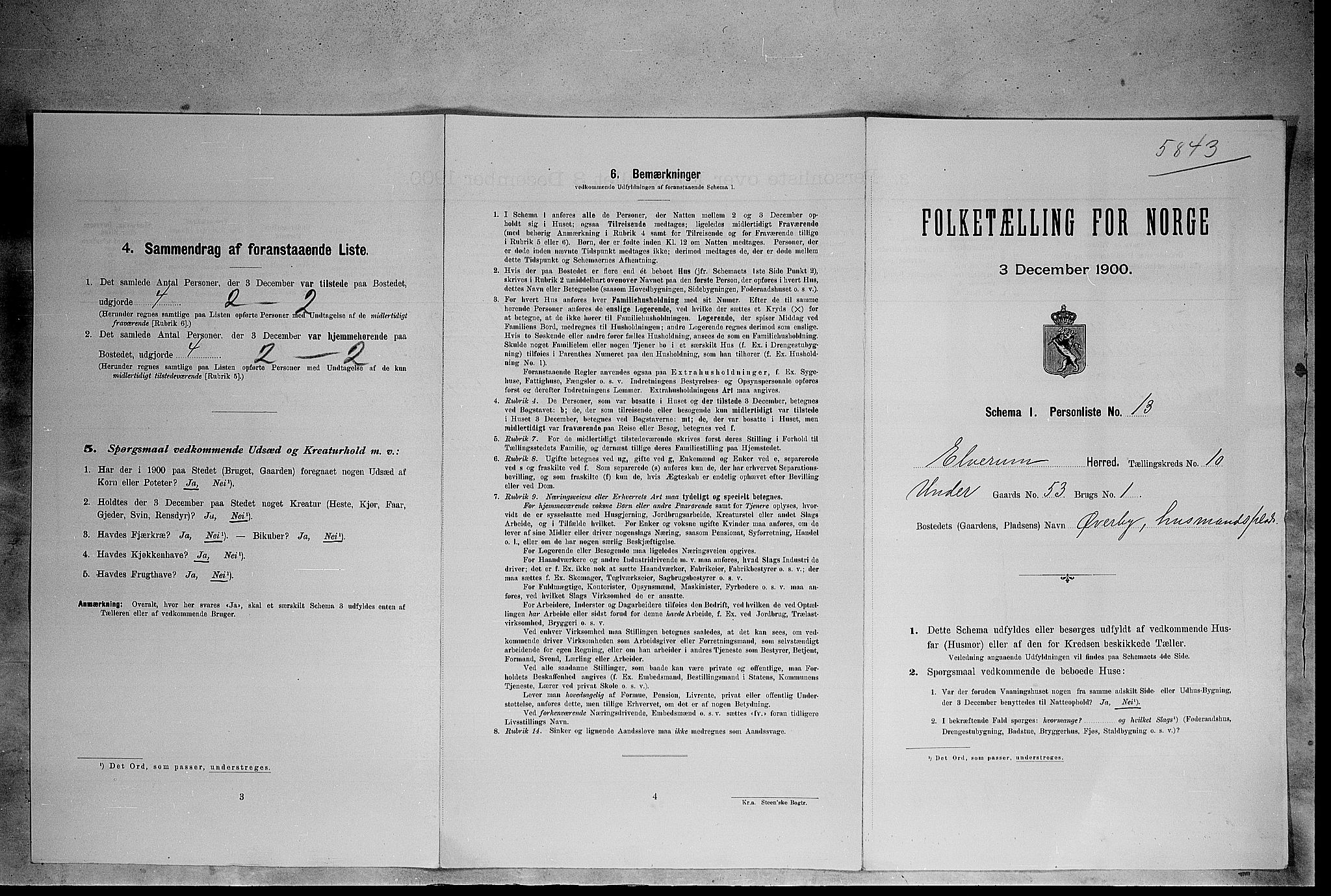 SAH, Folketelling 1900 for 0427 Elverum herred, 1900, s. 1225