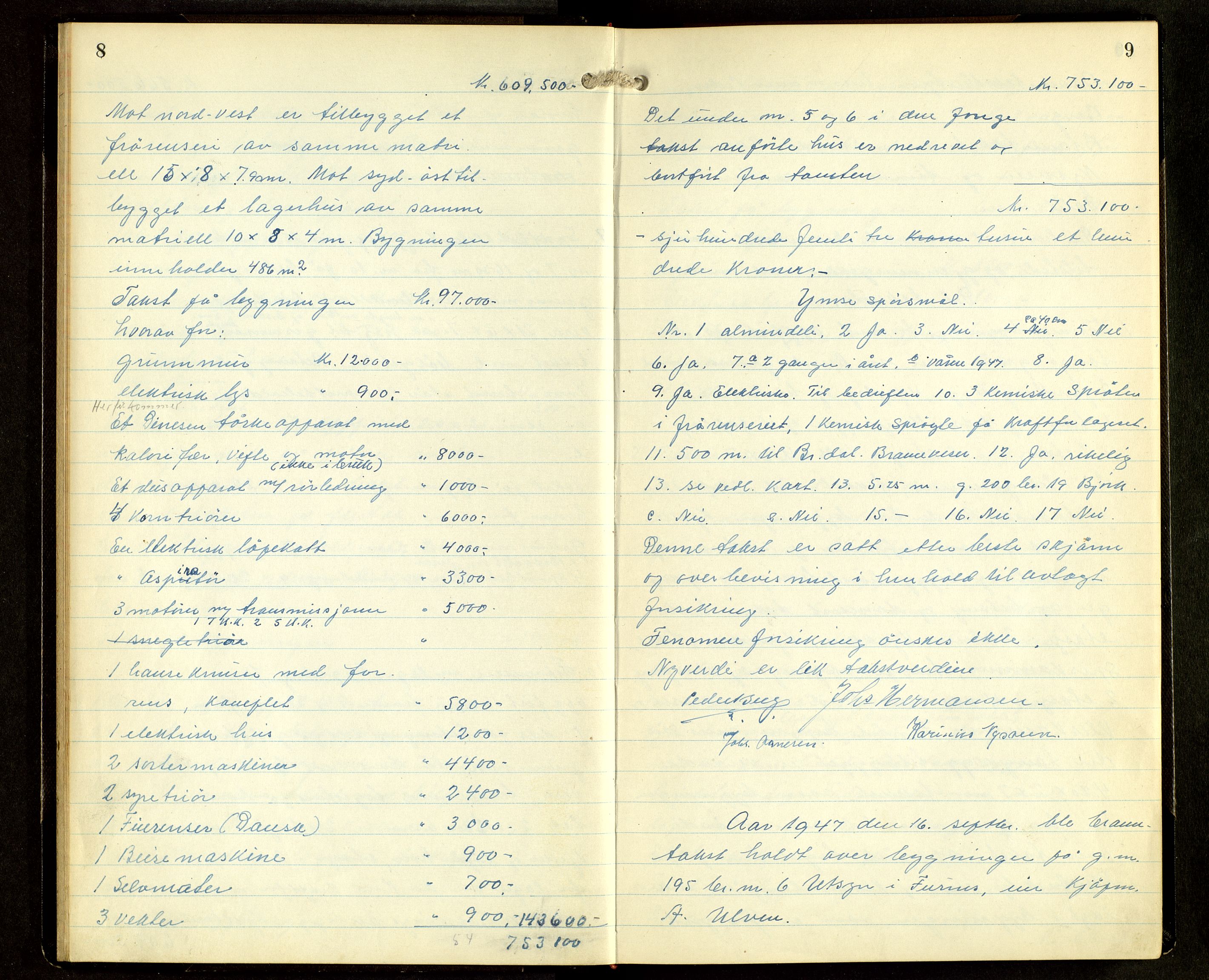 Norges Brannkasse, Furnes, AV/SAH-NBRANF-004/F/L0004: Branntakstprotokoll, 1947-1950, s. 8-9