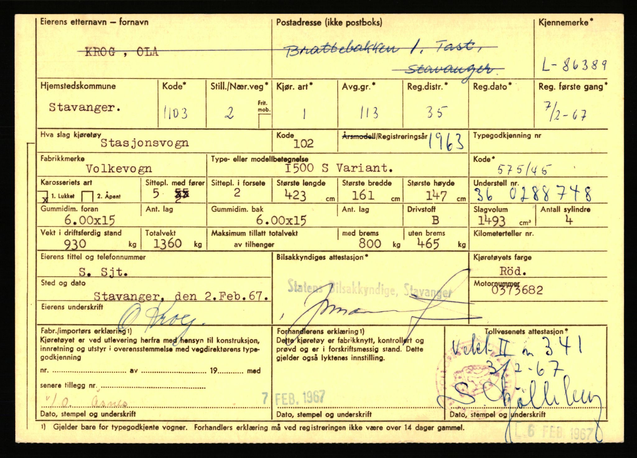 Stavanger trafikkstasjon, AV/SAST-A-101942/0/F/L0073: L-84100 - L-86499, 1930-1971, s. 2423