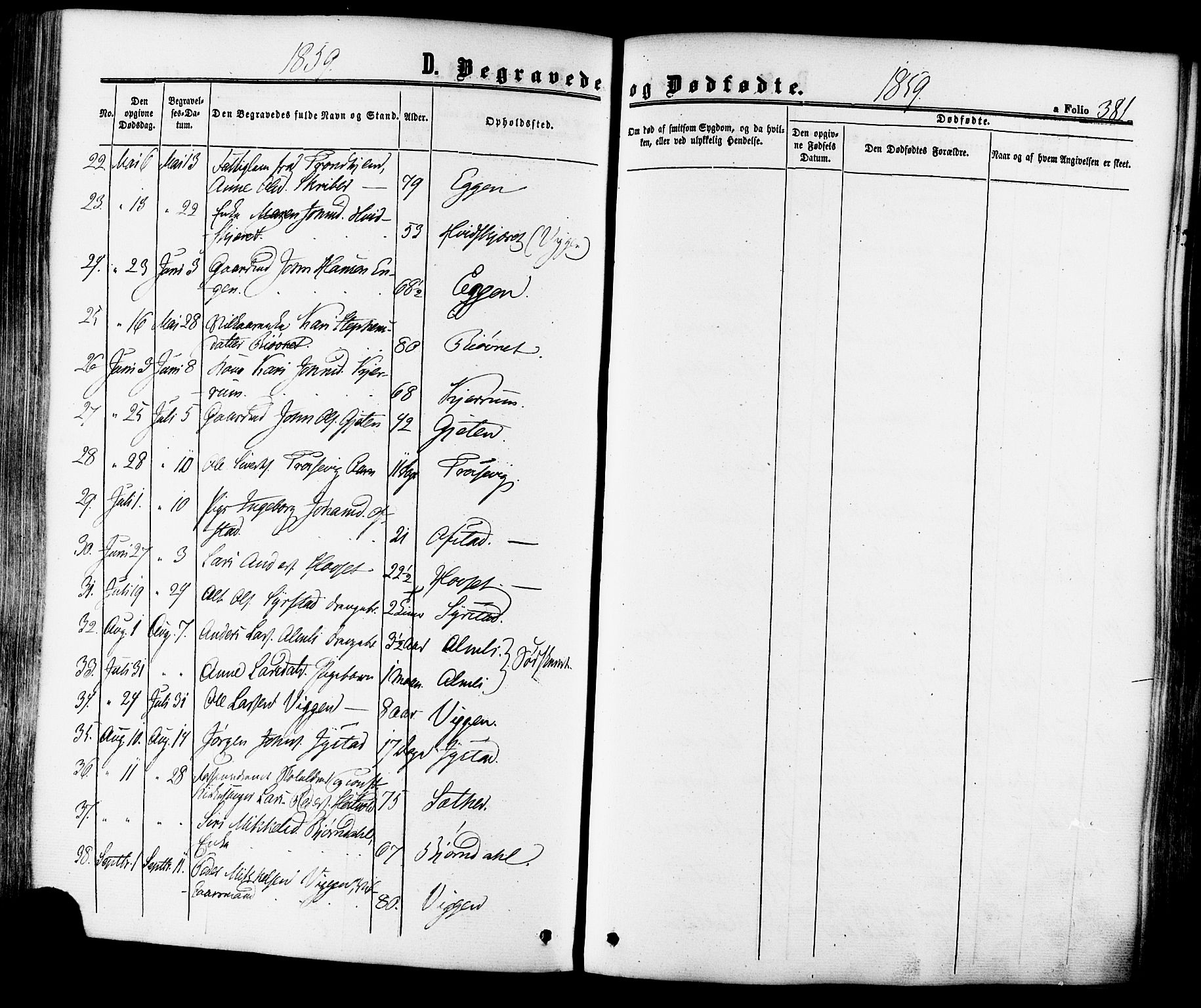 Ministerialprotokoller, klokkerbøker og fødselsregistre - Sør-Trøndelag, AV/SAT-A-1456/665/L0772: Ministerialbok nr. 665A07, 1856-1878, s. 381