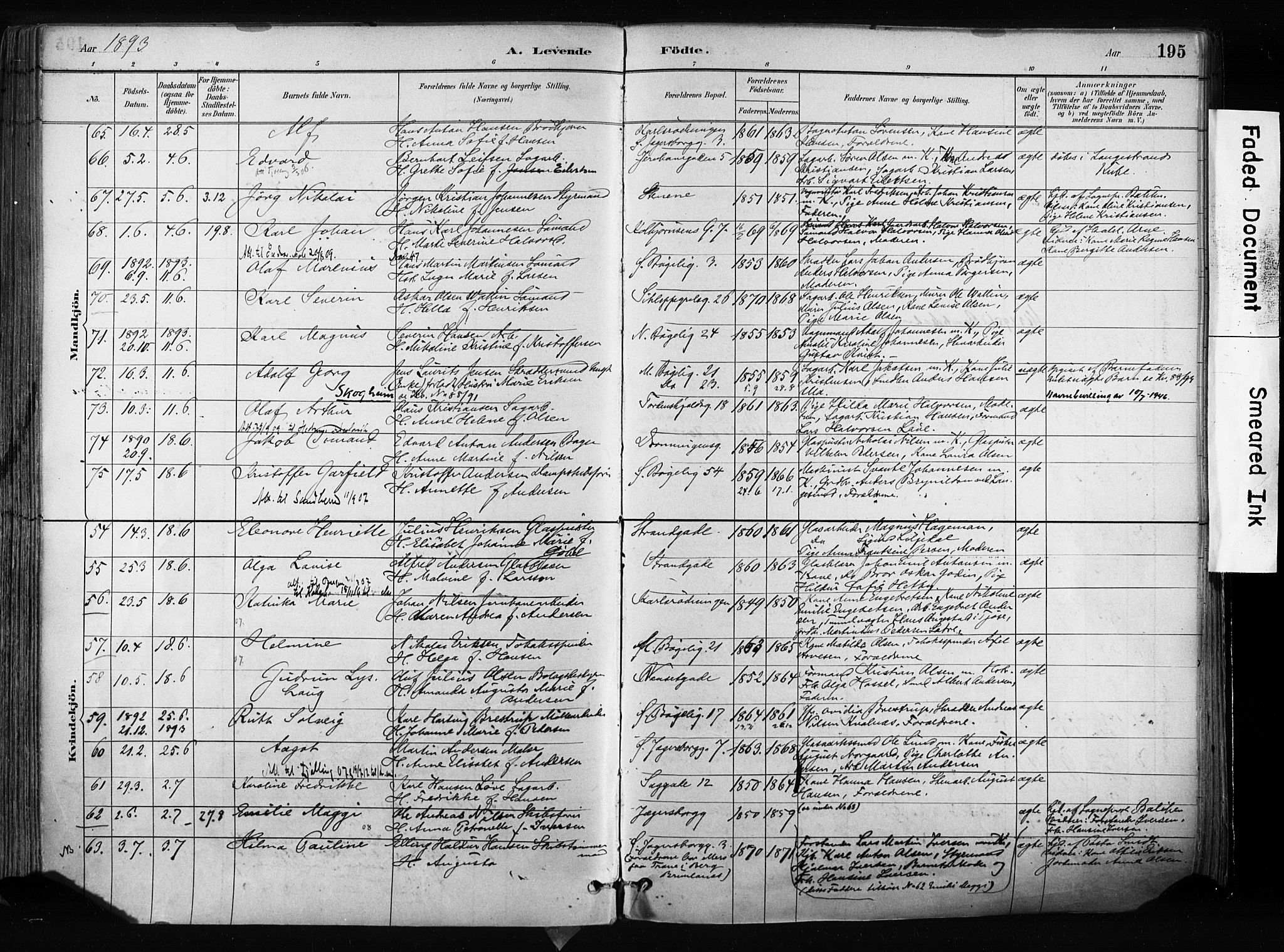 Larvik kirkebøker, AV/SAKO-A-352/F/Fa/L0009: Ministerialbok nr. I 9, 1884-1904, s. 195