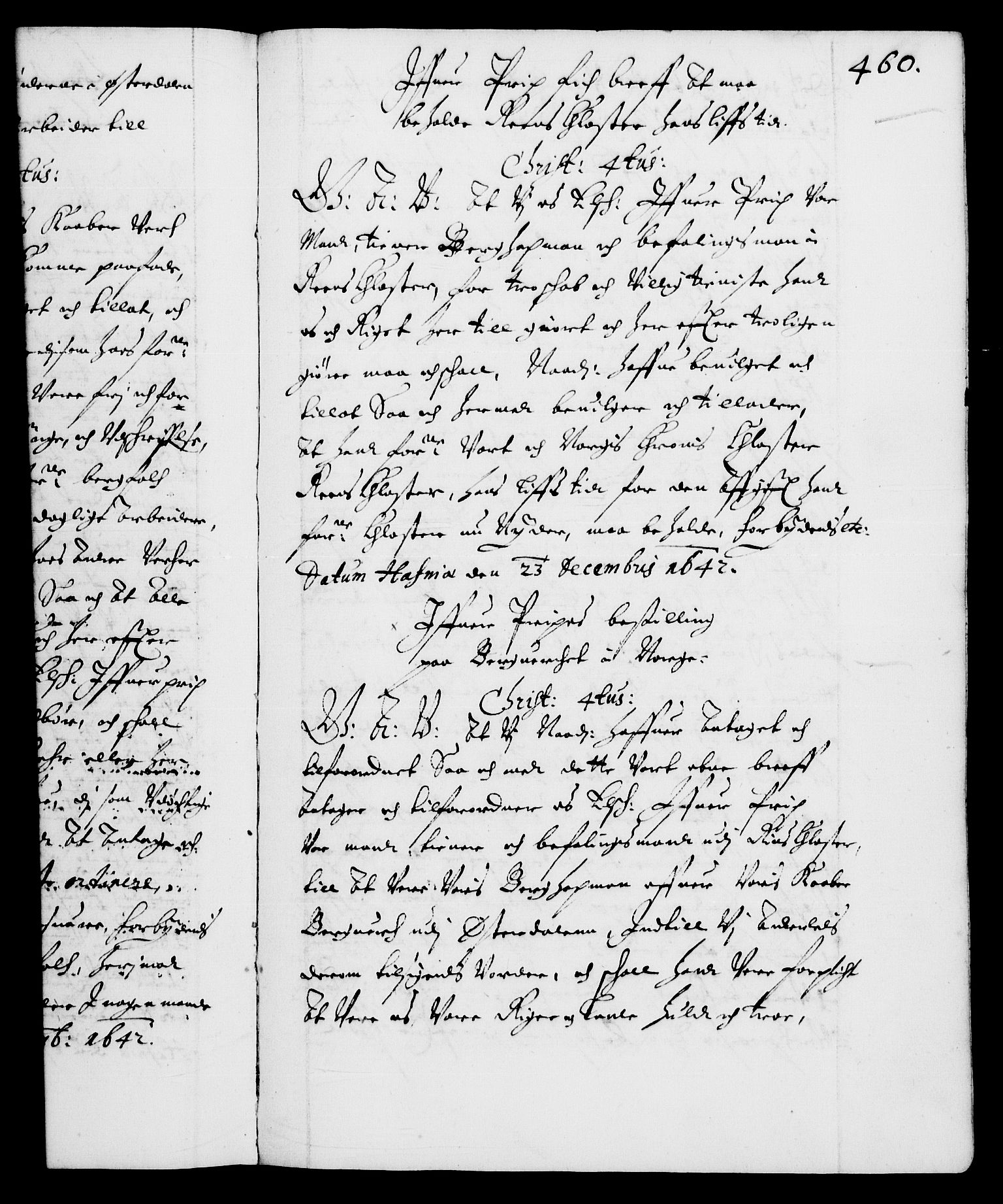 Danske Kanselli 1572-1799, AV/RA-EA-3023/F/Fc/Fca/Fcaa/L0006: Norske registre (mikrofilm), 1637-1642, s. 460a