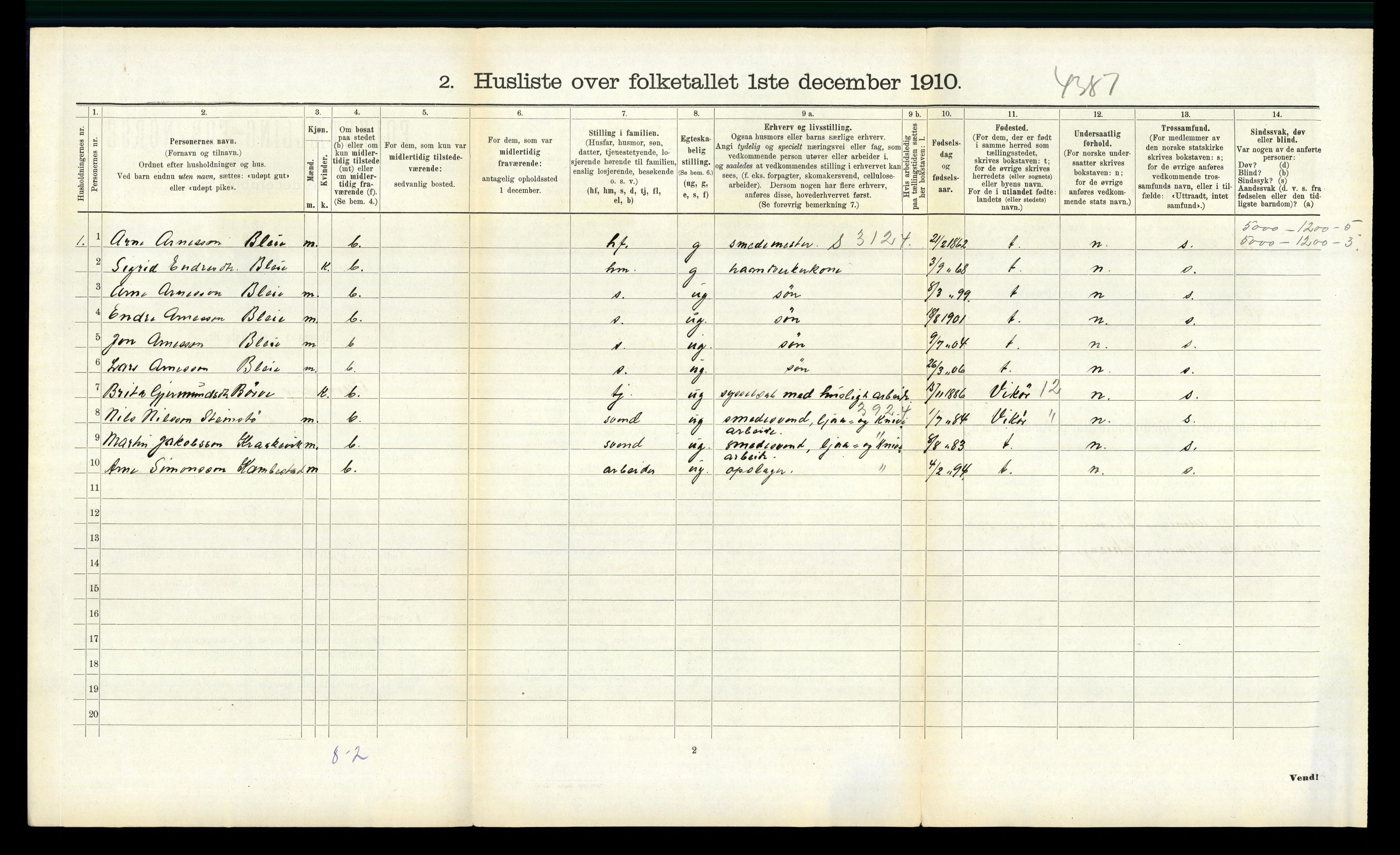 RA, Folketelling 1910 for 1230 Ullensvang herred, 1910, s. 978