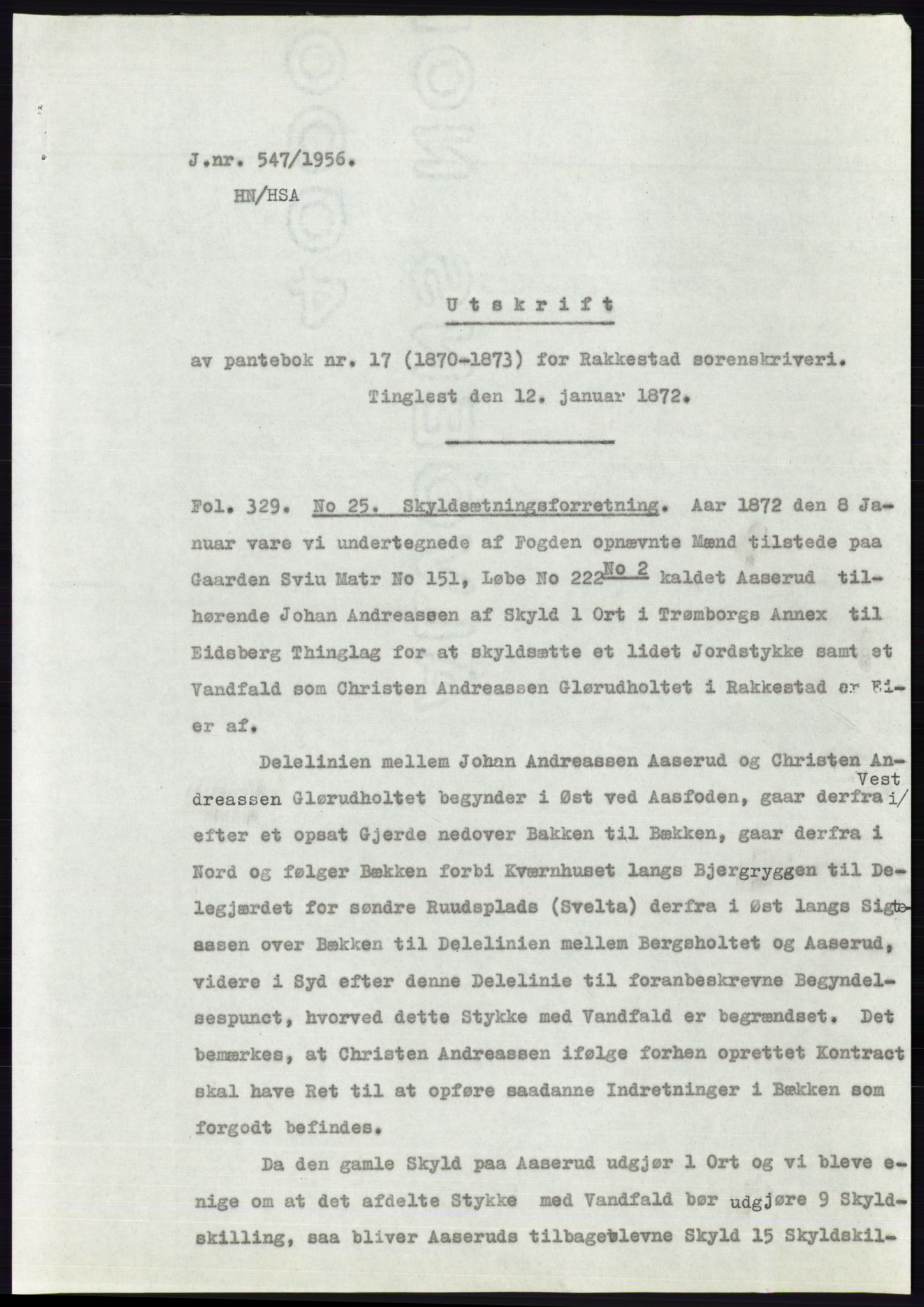 Statsarkivet i Oslo, AV/SAO-A-10621/Z/Zd/L0004: Avskrifter, j.nr 1-797/1956, 1956, s. 347